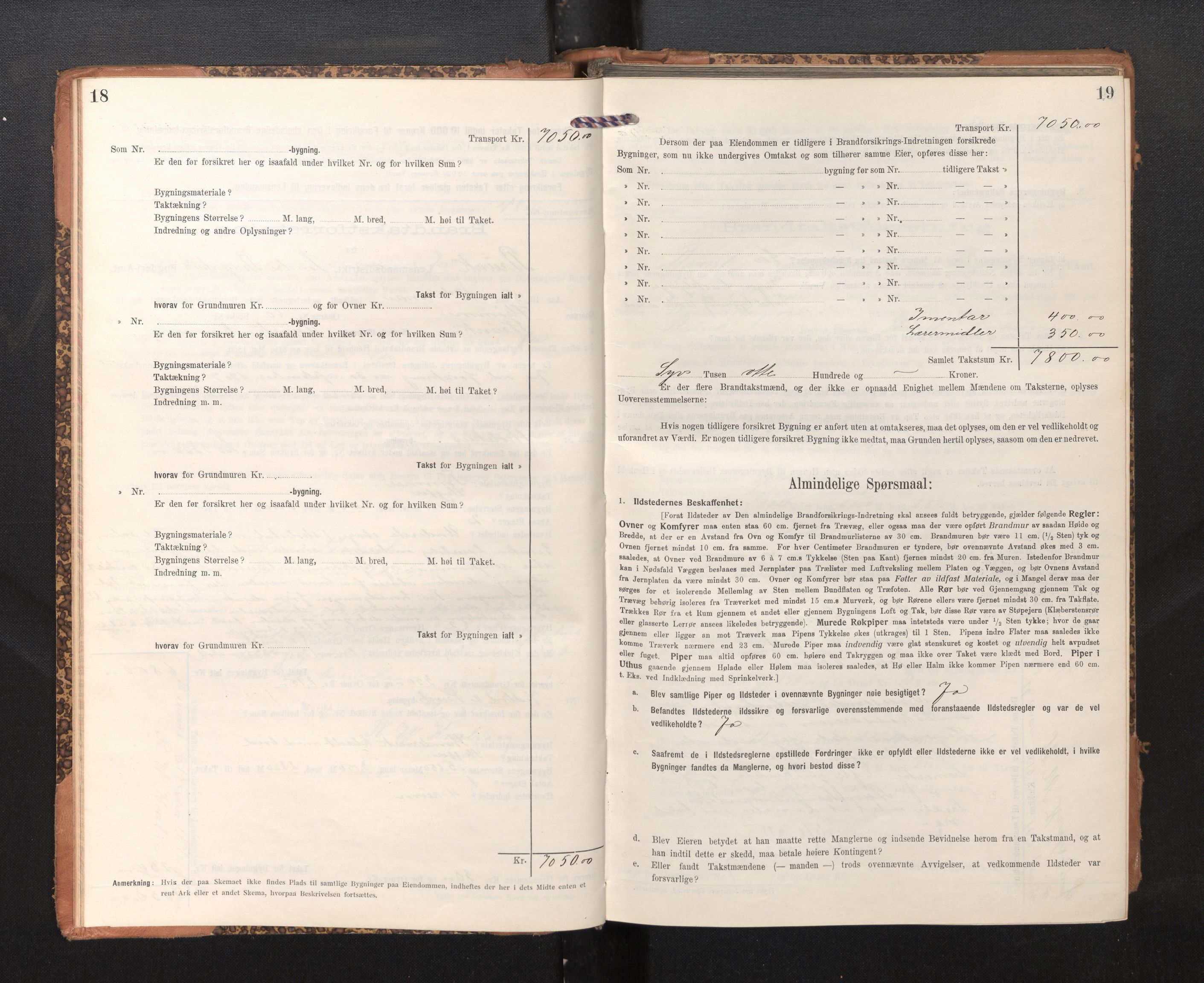 Lensmannen i Bruvik, AV/SAB-A-31301/0012/L0008: Branntakstprotokoll, skjematakst, 1914-1919, p. 18-19
