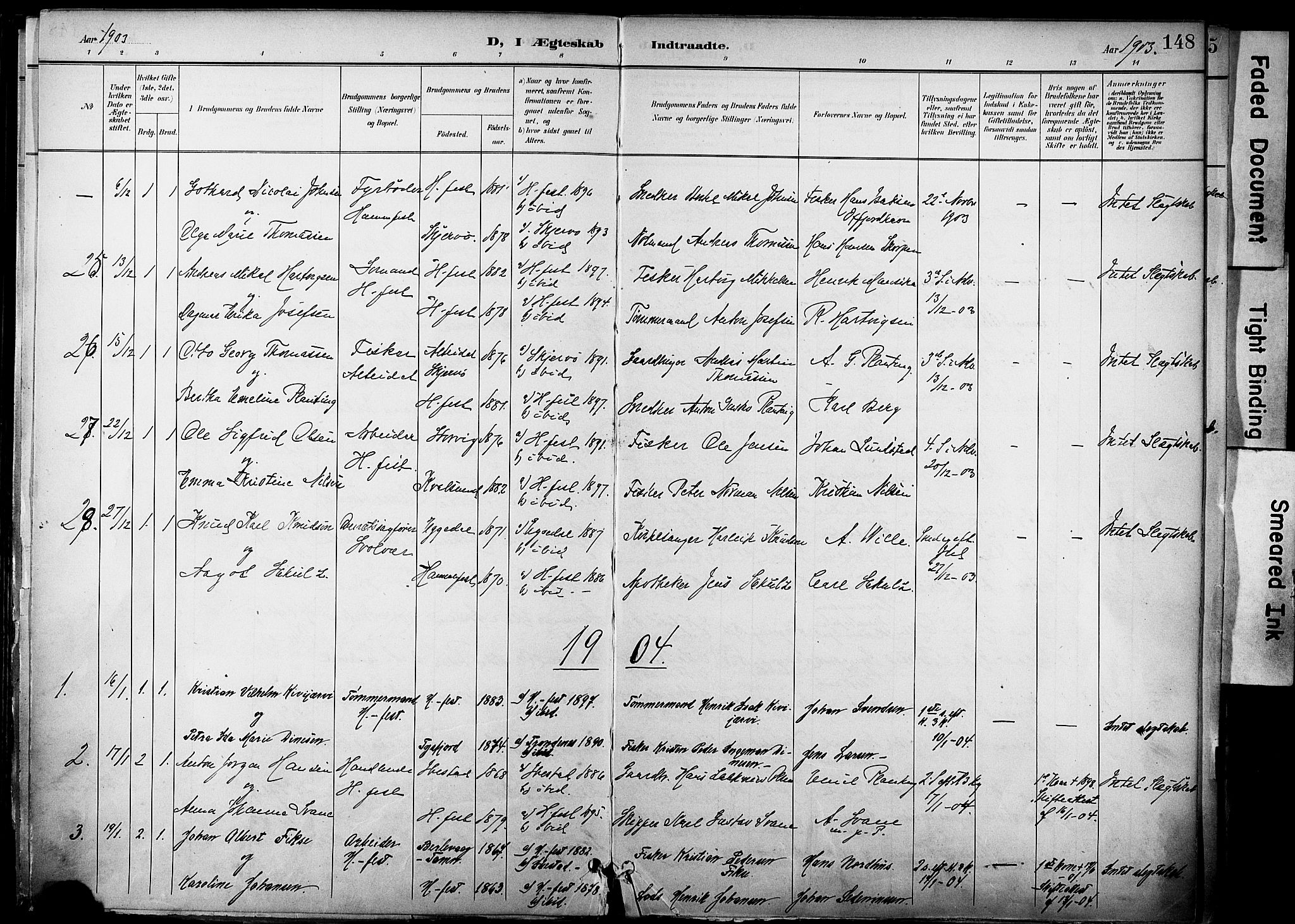Hammerfest sokneprestkontor, SATØ/S-1347/H/Ha/L0010.kirke: Parish register (official) no. 10, 1898-1905, p. 148