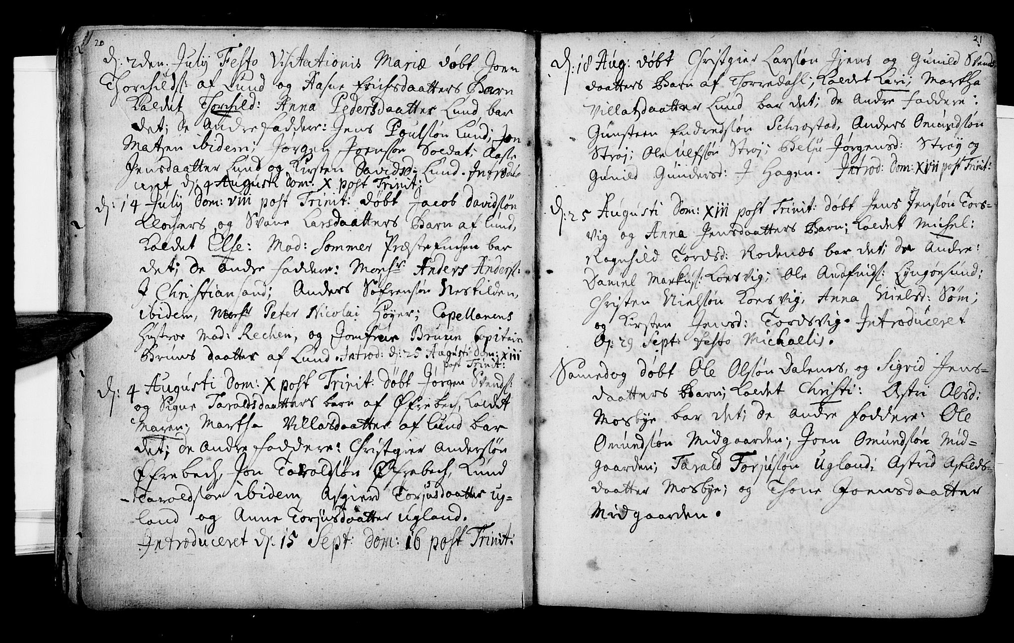 Oddernes sokneprestkontor, AV/SAK-1111-0033/F/Fa/Faa/L0002: Parish register (official) no. A 2, 1719-1764, p. 20-21