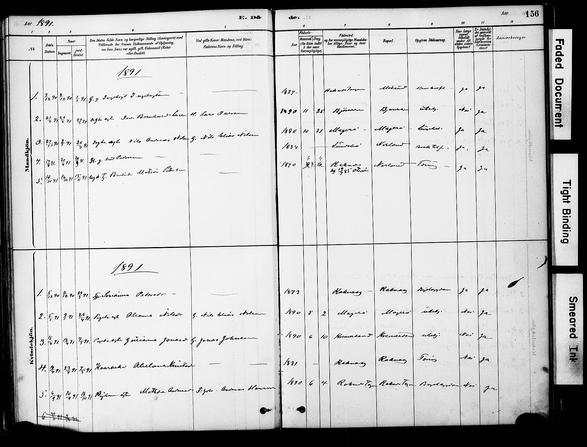 Ministerialprotokoller, klokkerbøker og fødselsregistre - Møre og Romsdal, AV/SAT-A-1454/563/L0736: Parish register (official) no. 563A01, 1878-1903, p. 156