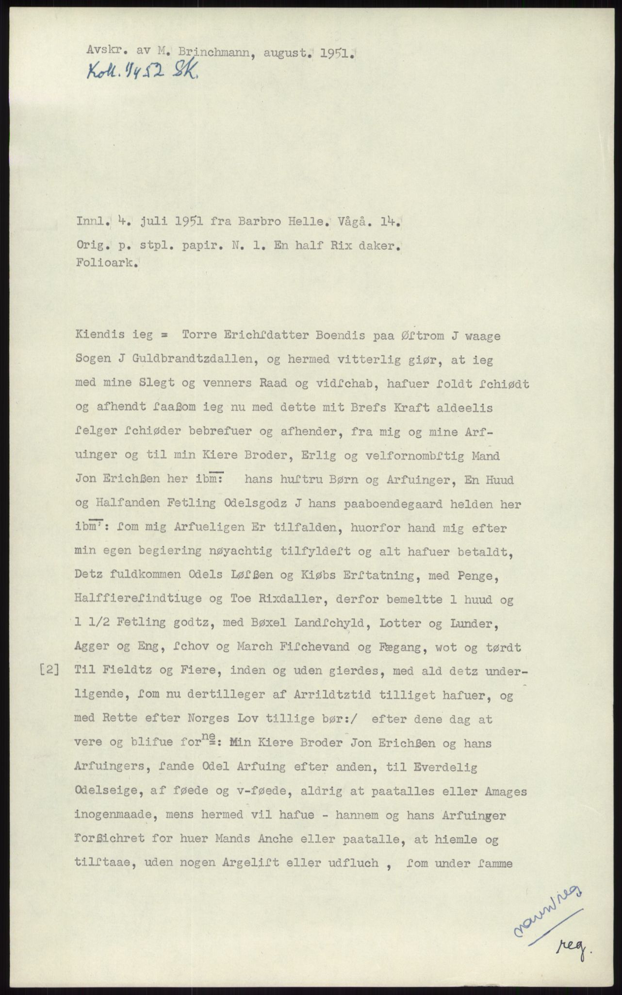 Samlinger til kildeutgivelse, Diplomavskriftsamlingen, AV/RA-EA-4053/H/Ha, p. 2934