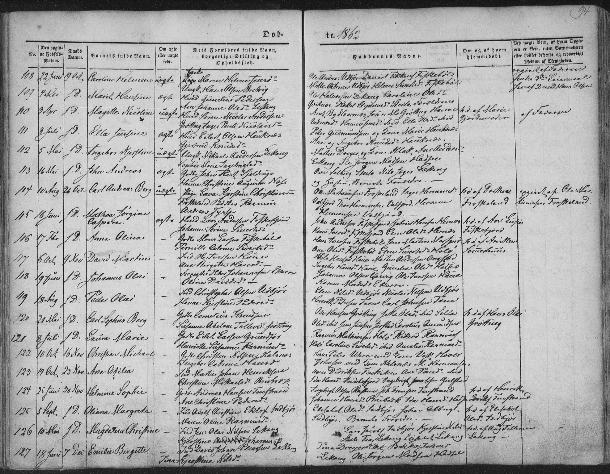 Ministerialprotokoller, klokkerbøker og fødselsregistre - Nordland, SAT/A-1459/888/L1241: Parish register (official) no. 888A07, 1849-1869, p. 94