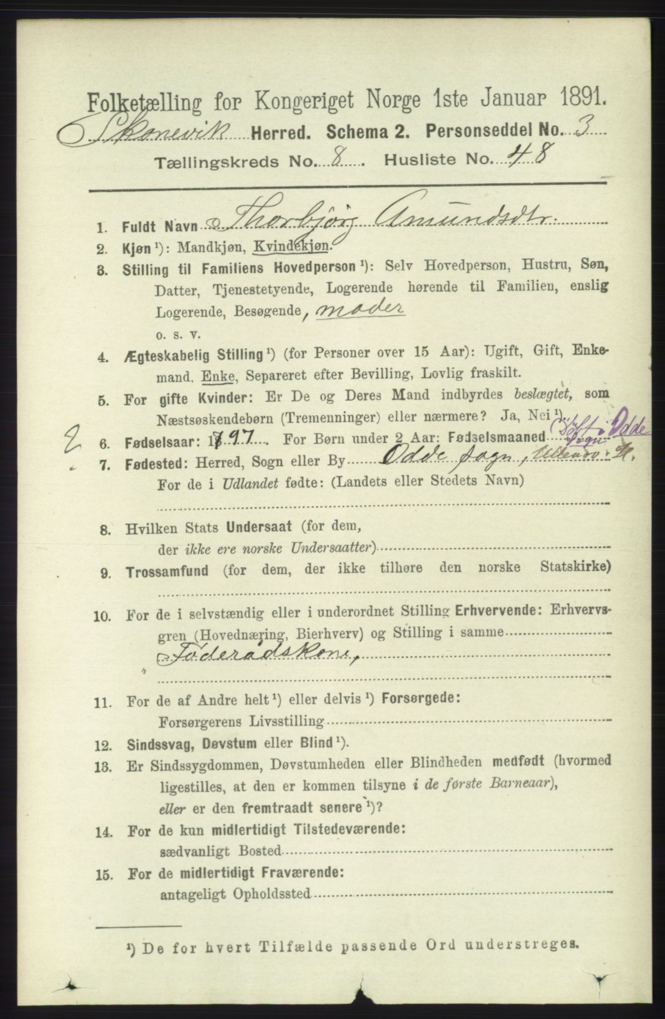 RA, 1891 census for 1212 Skånevik, 1891, p. 2479