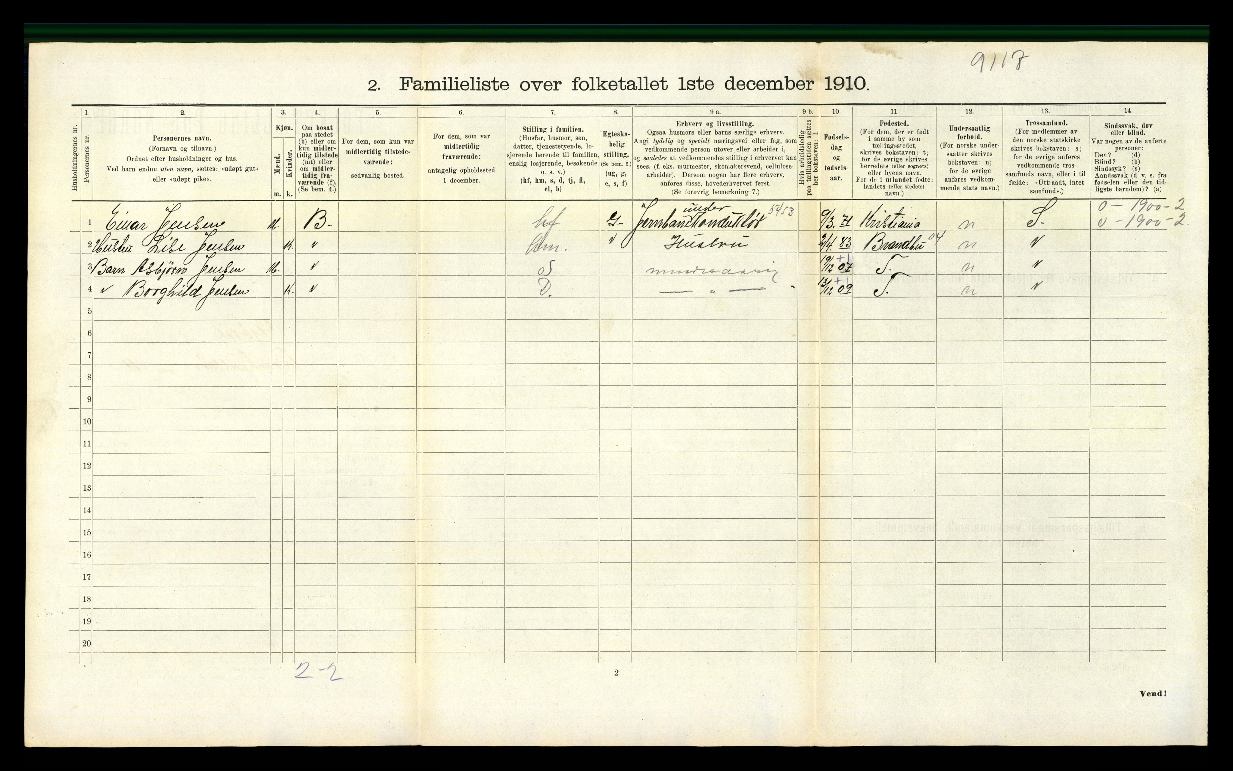 RA, 1910 census for Gjøvik, 1910, p. 1609
