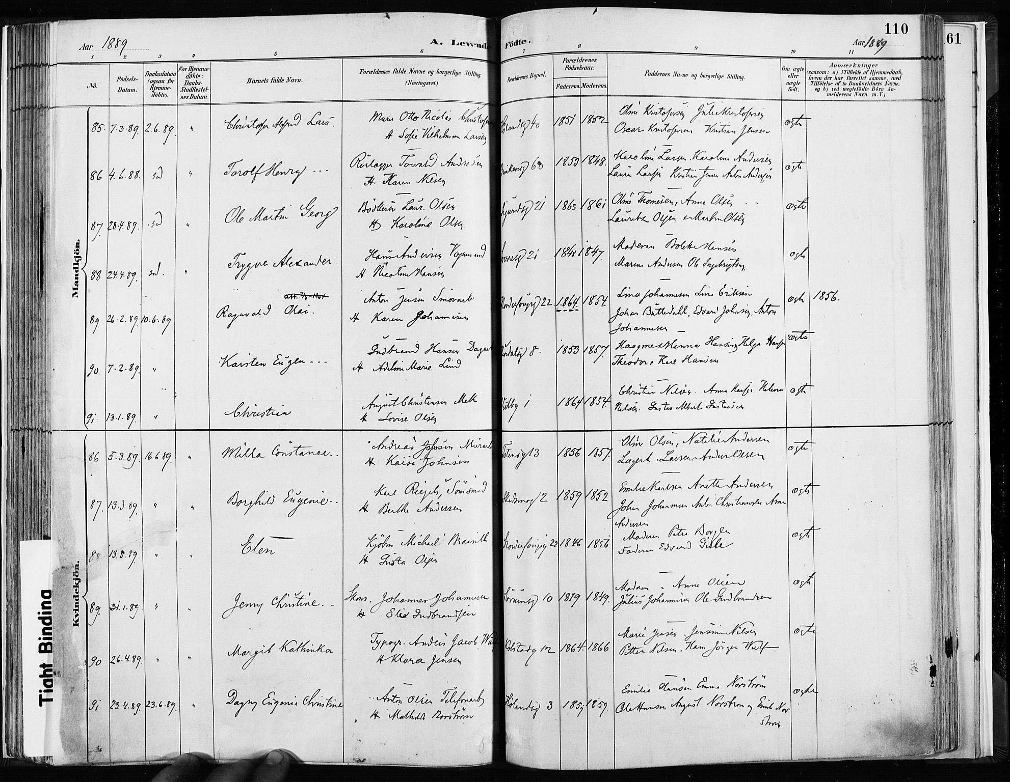 Kampen prestekontor Kirkebøker, SAO/A-10853/F/Fa/L0003: Parish register (official) no. I 3, 1886-1892, p. 110