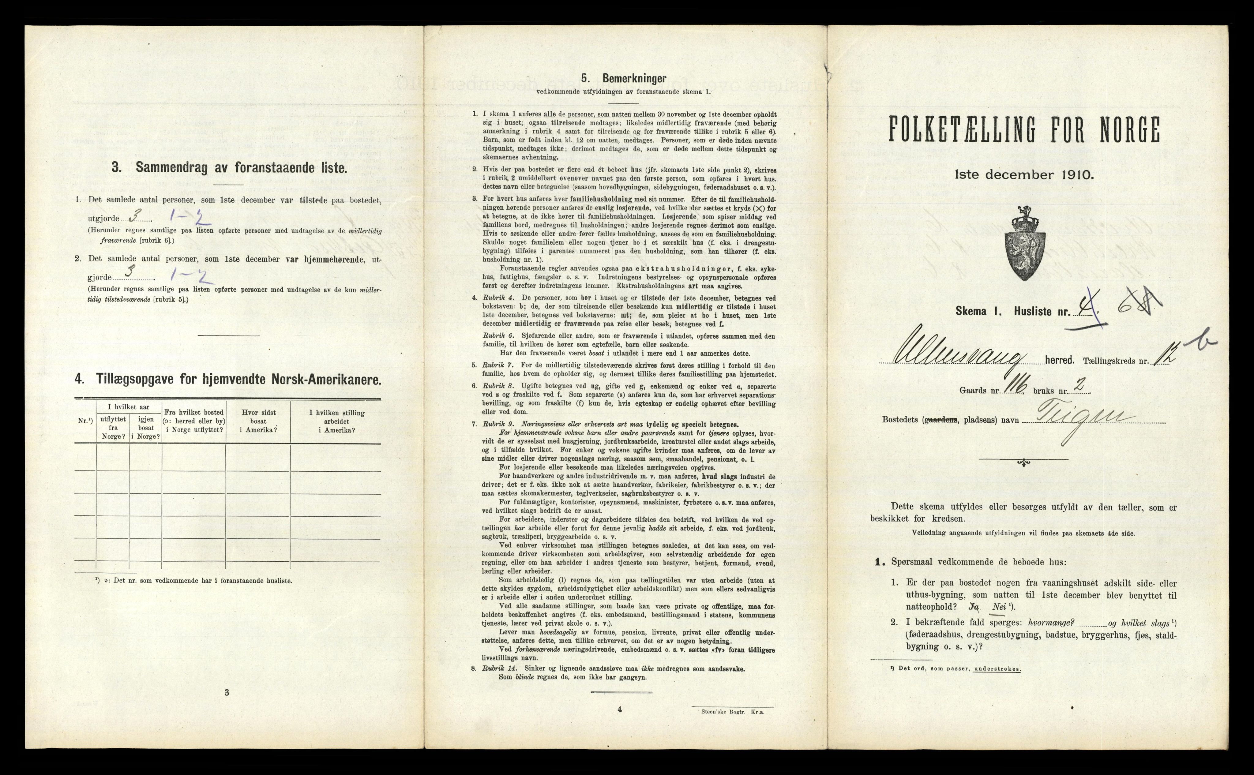 RA, 1910 census for Ullensvang, 1910, p. 1471