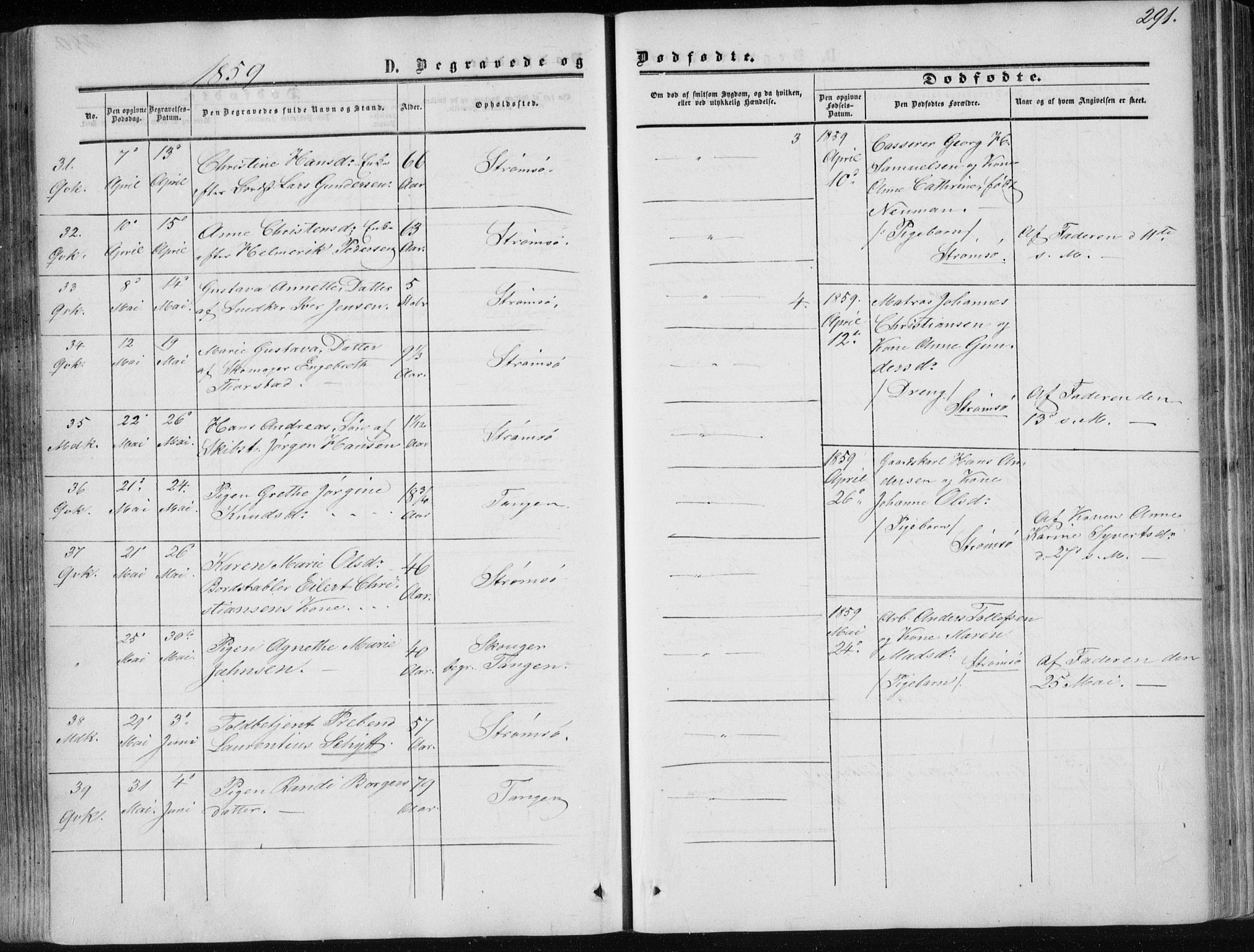 Strømsø kirkebøker, SAKO/A-246/F/Fa/L0015: Parish register (official) no. I 15, 1859-1868, p. 291