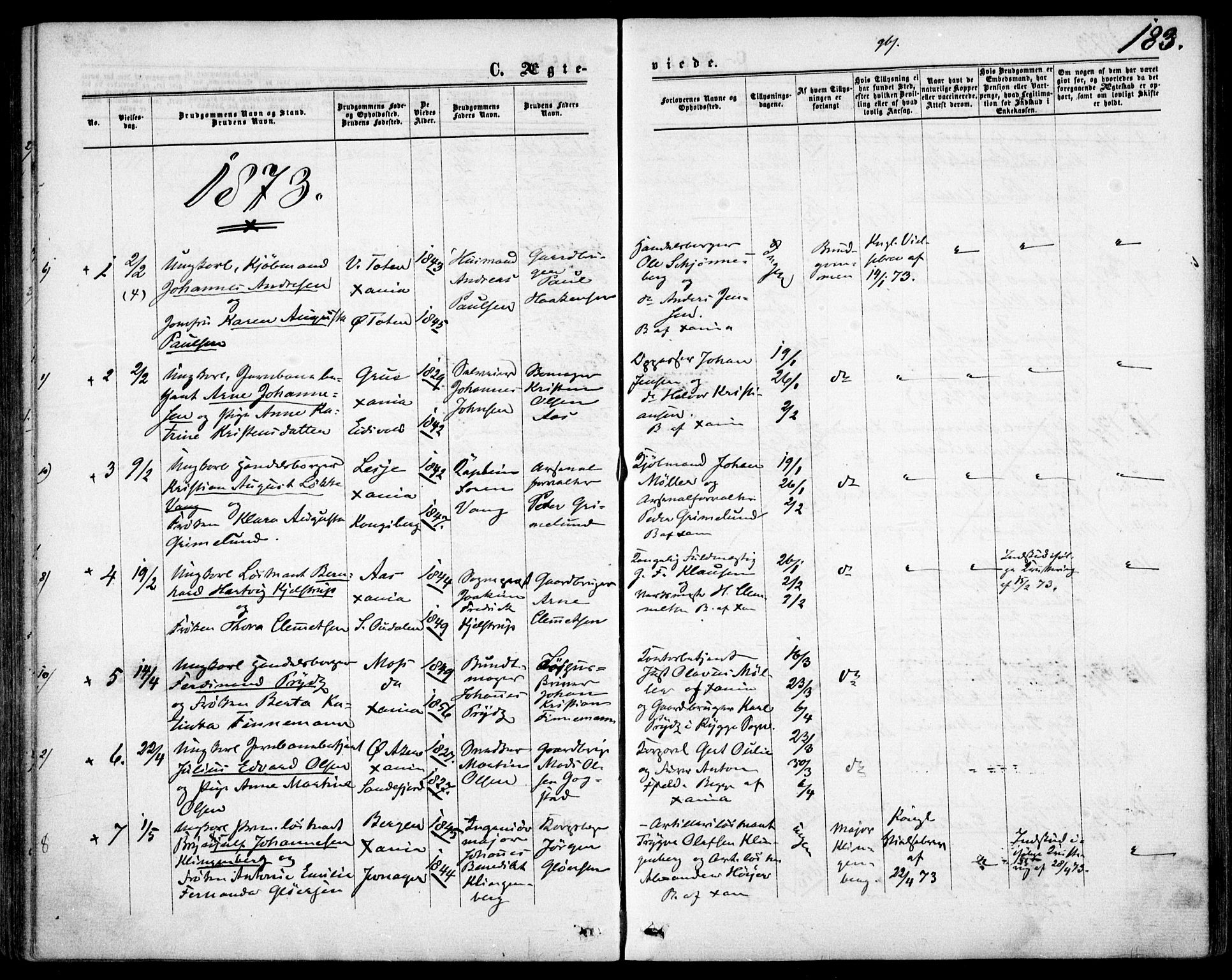 Garnisonsmenigheten Kirkebøker, AV/SAO-A-10846/F/Fa/L0011: Parish register (official) no. 11, 1870-1880, p. 183