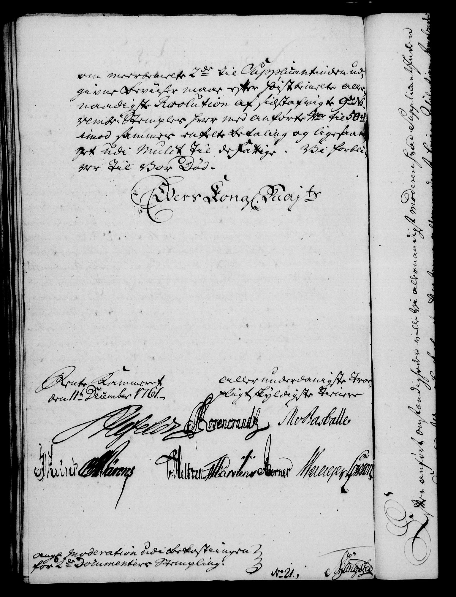 Rentekammeret, Kammerkanselliet, RA/EA-3111/G/Gf/Gfa/L0043: Norsk relasjons- og resolusjonsprotokoll (merket RK 52.43), 1761, p. 534