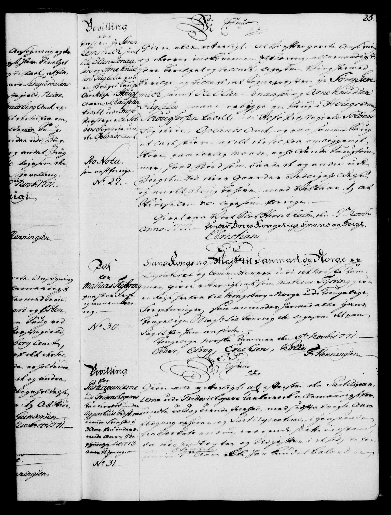 Rentekammeret, Kammerkanselliet, AV/RA-EA-3111/G/Gg/Gga/L0009: Norsk ekspedisjonsprotokoll med register (merket RK 53.9), 1771-1773, p. 25