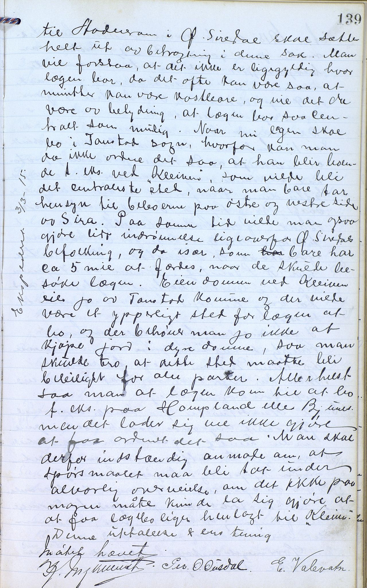 Øvre Sirdal kommune - Formannskapet/Kommunestyret, ARKSOR/1046ØS120/A/L0001: Møtebok (d), 1905-1917, p. 139