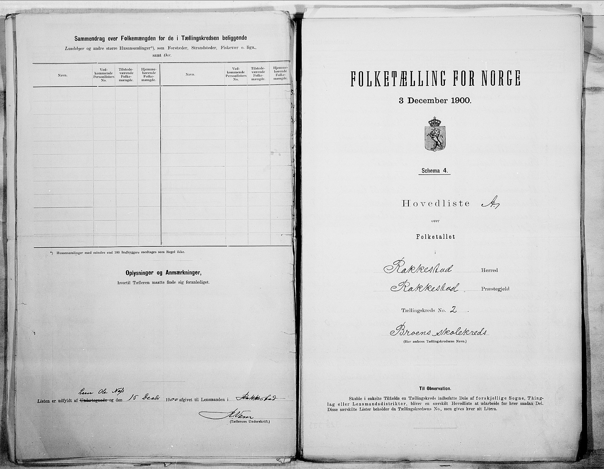 SAO, 1900 census for Rakkestad, 1900, p. 6