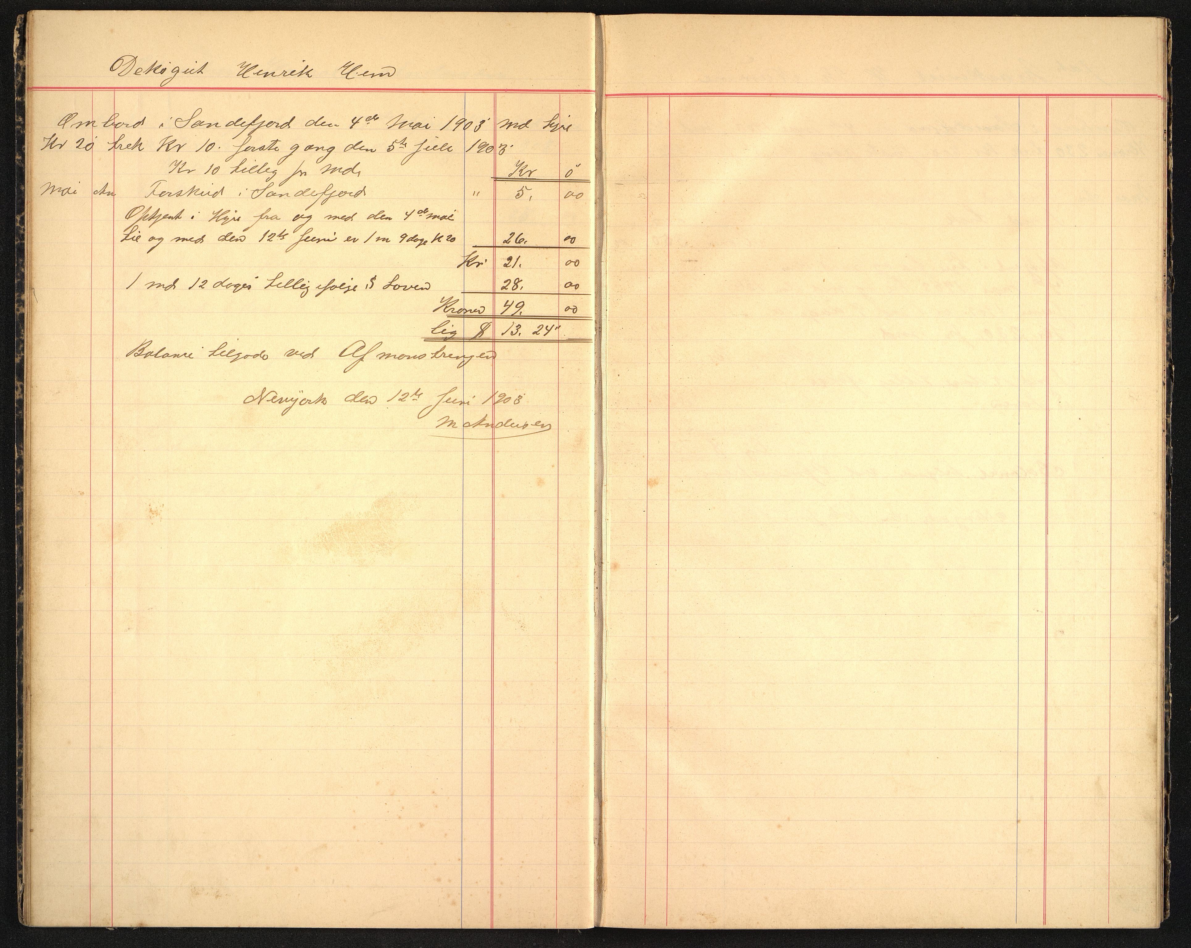 Andersen, M. Kaptein, VEMU/VFA-A-1140/R/L0005: Regnskapsjournal - mannskapsavregninger, 1903-1905