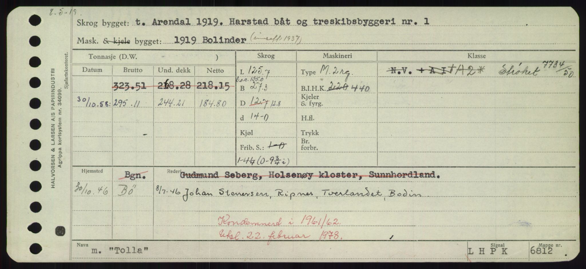 Sjøfartsdirektoratet med forløpere, Skipsmålingen, AV/RA-S-1627/H/Hd/L0039: Fartøy, Ti-Tø, p. 139
