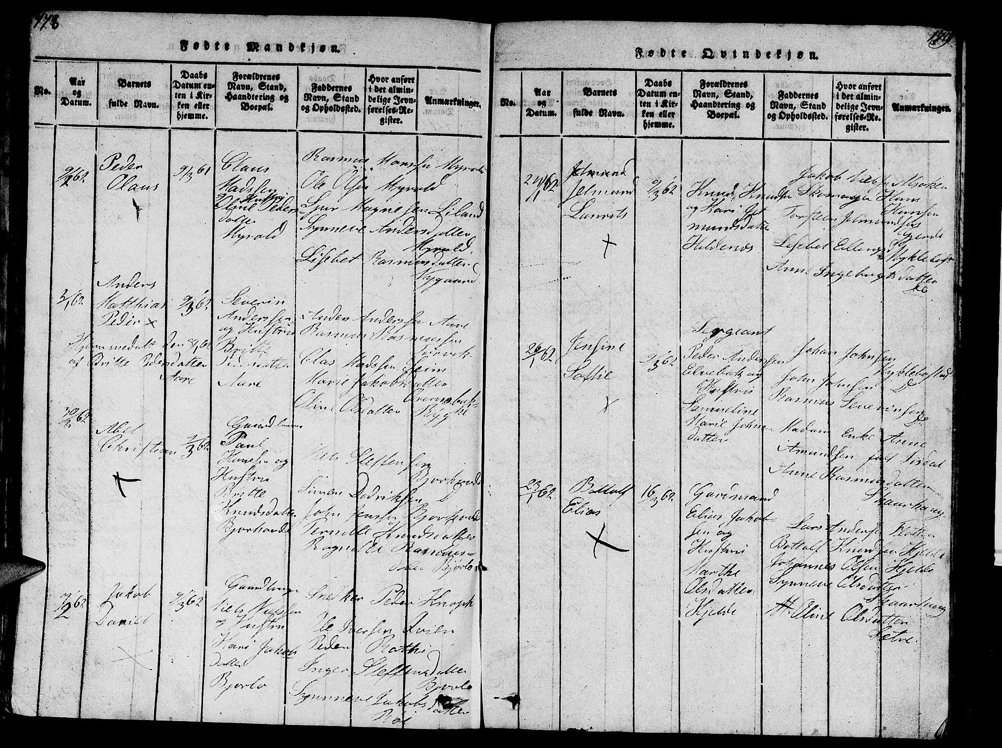 Eid sokneprestembete, AV/SAB-A-82301/H/Hab/Haba/L0001: Parish register (copy) no. A 1, 1816-1862, p. 178-179