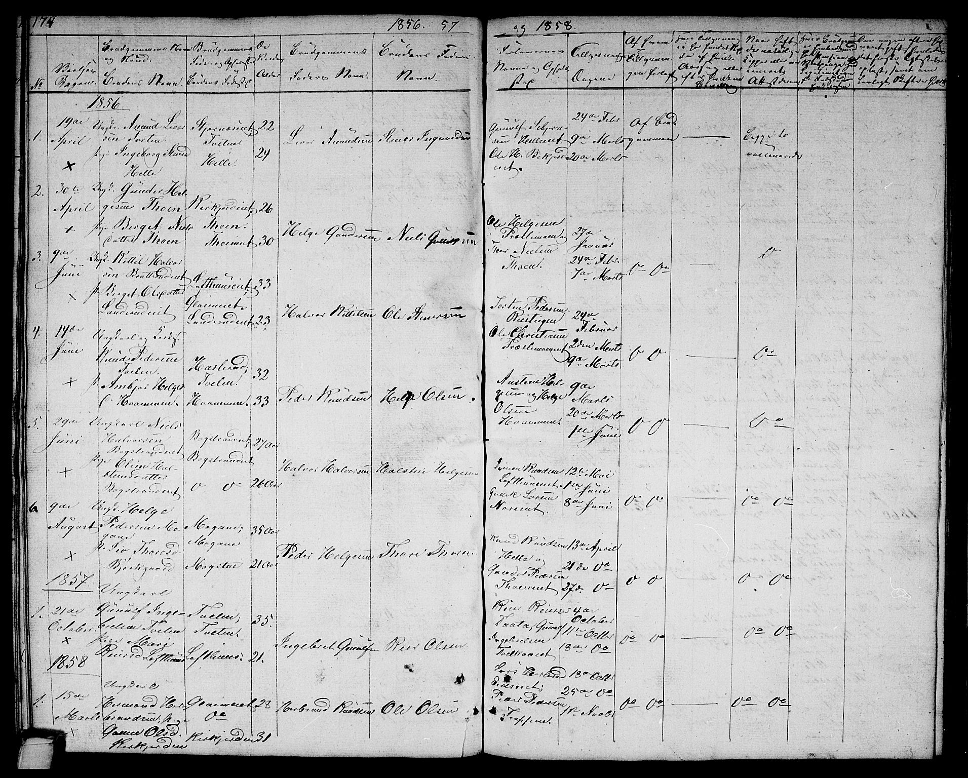 Rollag kirkebøker, SAKO/A-240/G/Gb/L0001: Parish register (copy) no. II 1, 1836-1877, p. 174