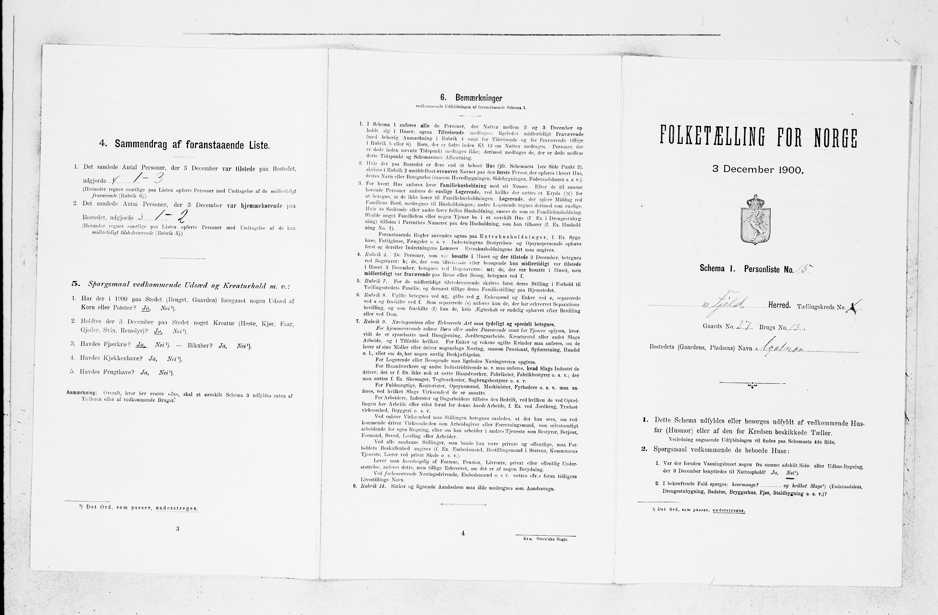 SAB, 1900 census for Fjell, 1900, p. 466