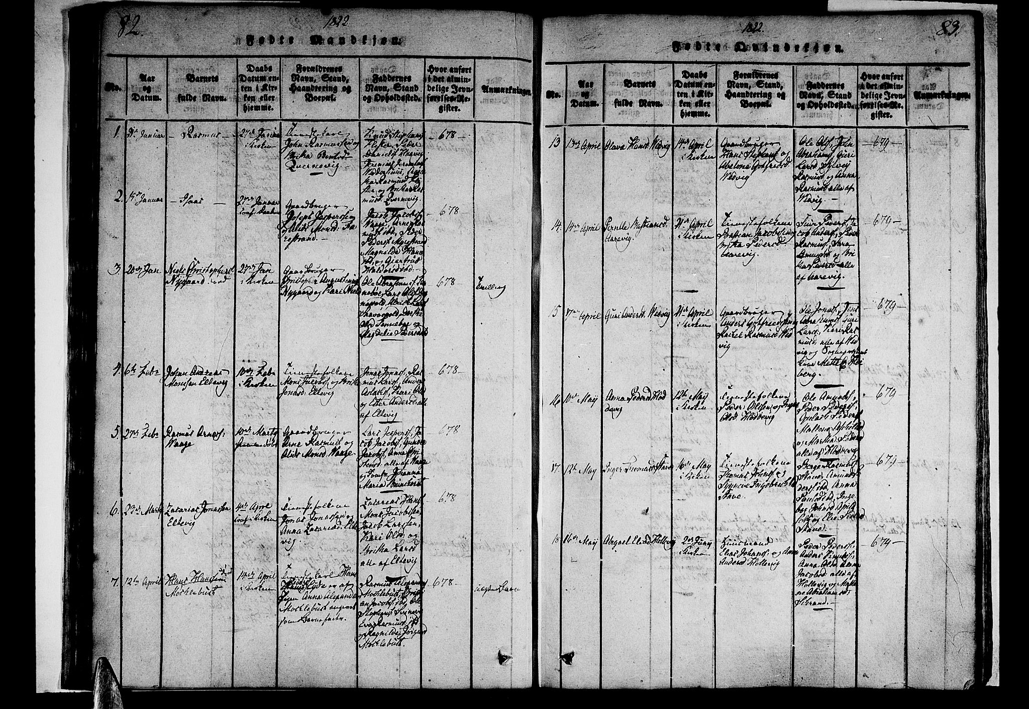Selje sokneprestembete, SAB/A-99938/H/Ha/Haa/Haaa: Parish register (official) no. A 8, 1816-1828, p. 82-83