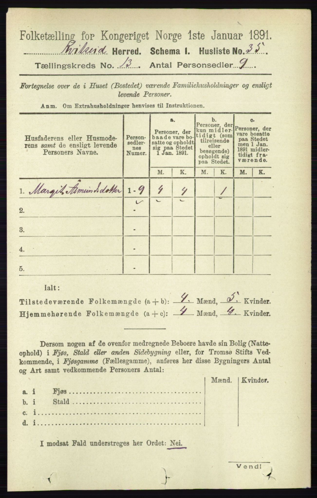 RA, 1891 census for 0829 Kviteseid, 1891, p. 3074