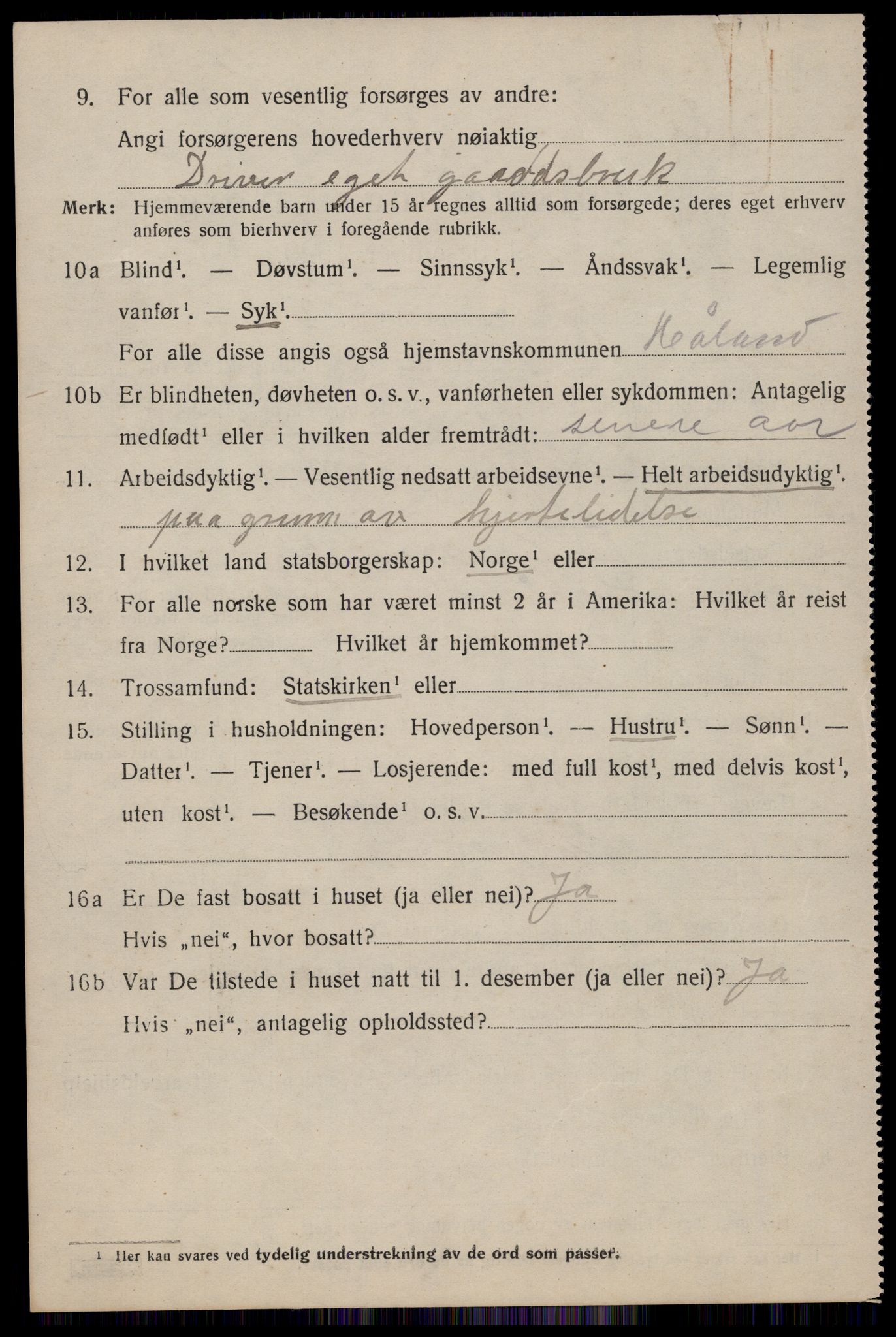 SAST, 1920 census for Håland, 1920, p. 1718