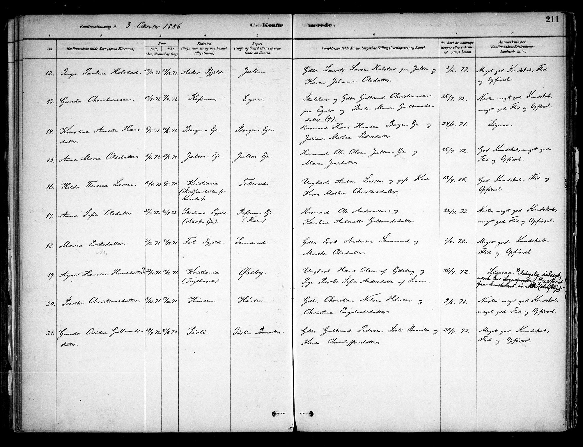 Sørum prestekontor Kirkebøker, AV/SAO-A-10303/F/Fa/L0007: Parish register (official) no. I 7, 1878-1914, p. 211