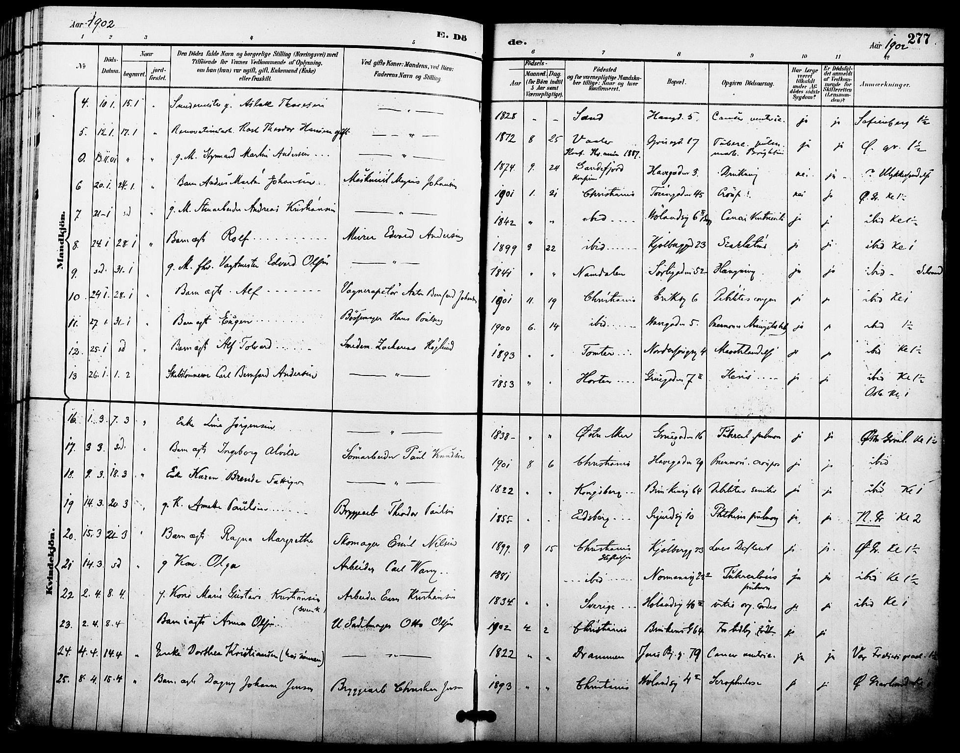 Kampen prestekontor Kirkebøker, AV/SAO-A-10853/F/Fa/L0008: Parish register (official) no. I 8, 1892-1902, p. 277