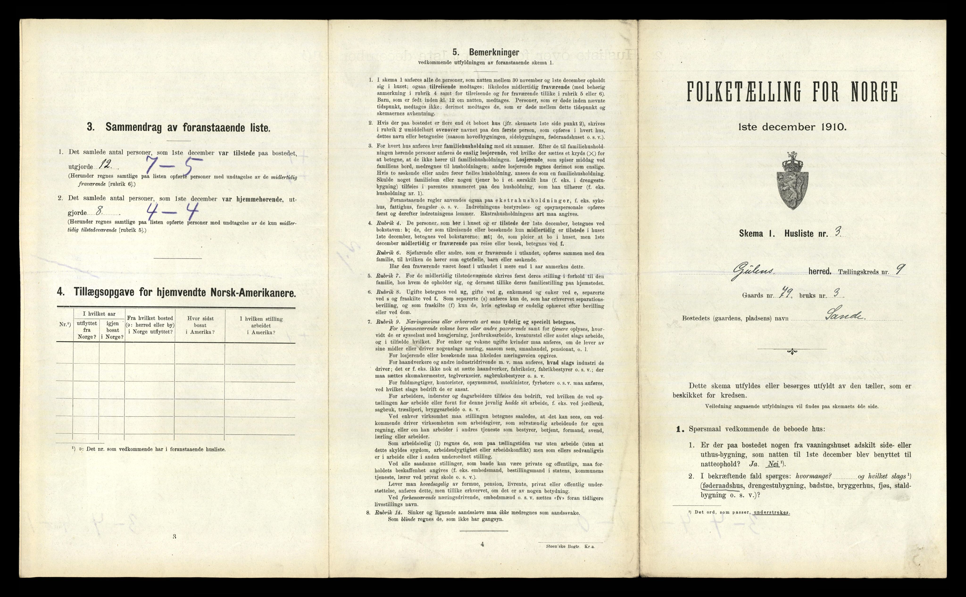 RA, 1910 census for Gulen, 1910, p. 818