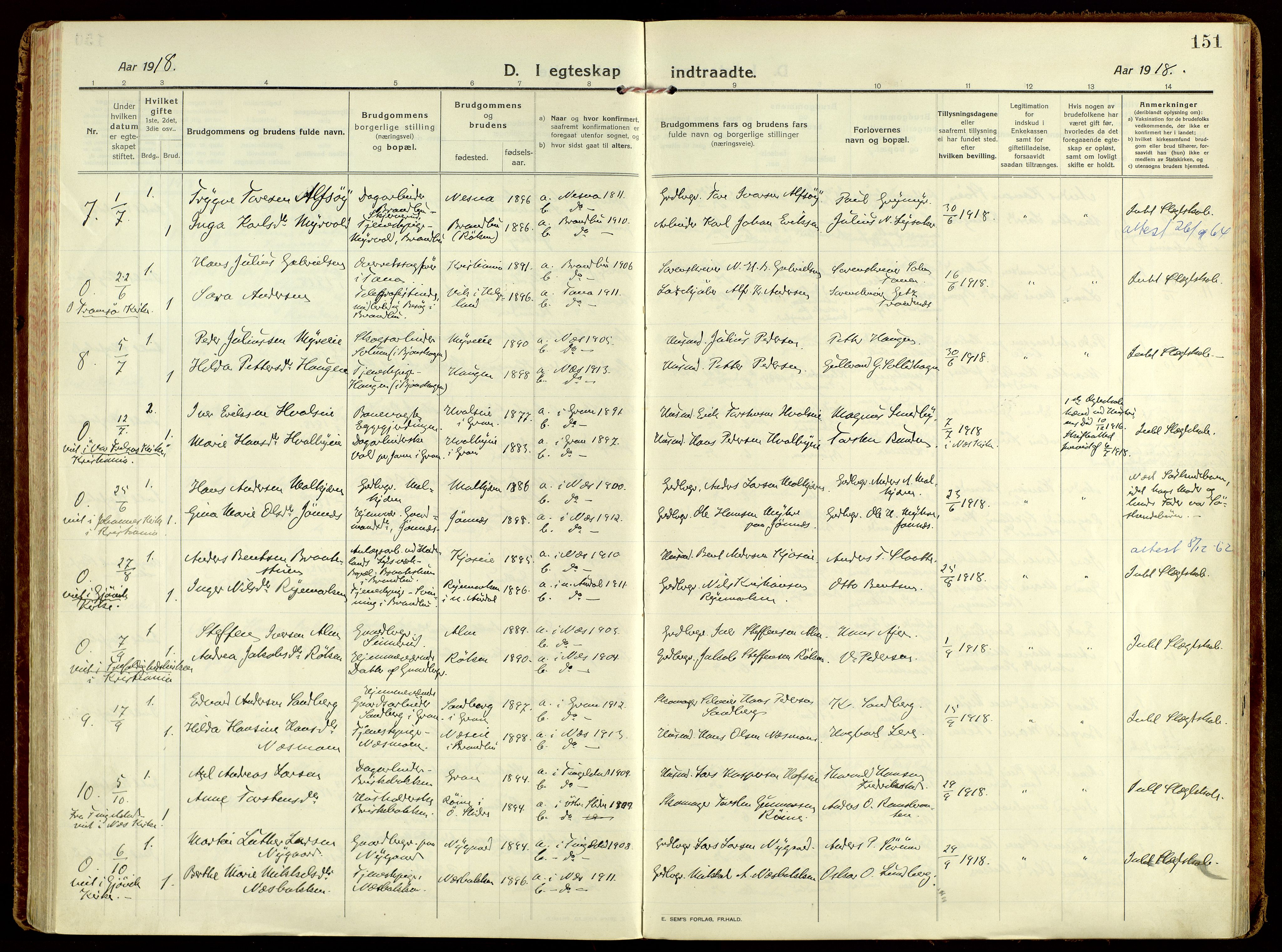 Brandbu prestekontor, AV/SAH-PREST-114/H/Ha/Haa/L0004: Parish register (official) no. 4, 1913-1923, p. 151