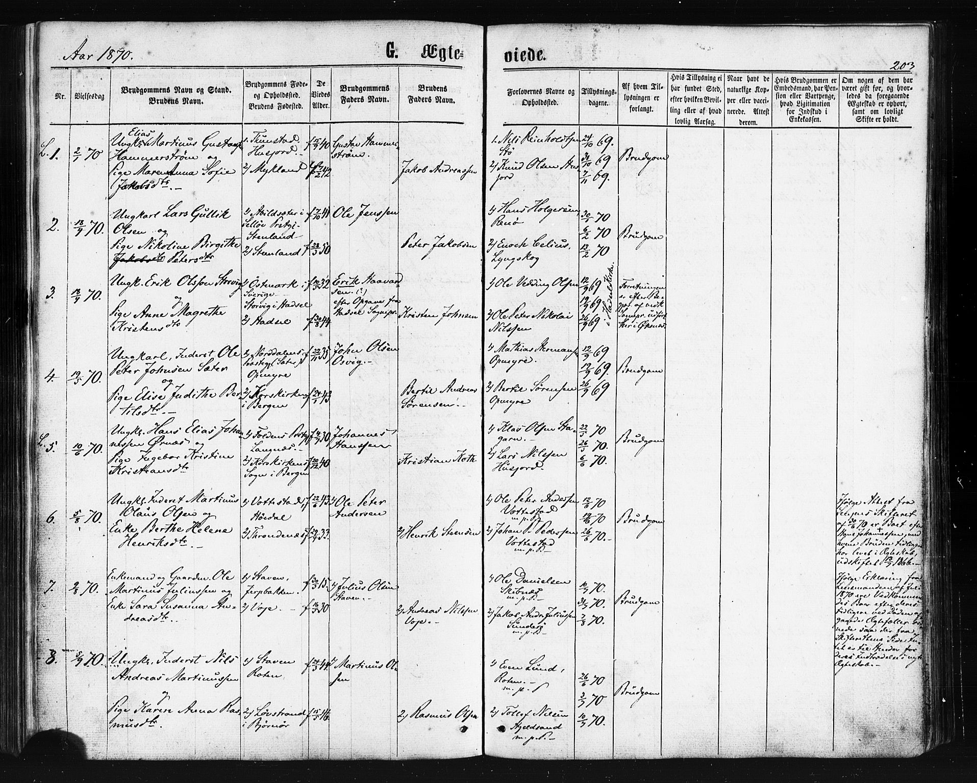 Ministerialprotokoller, klokkerbøker og fødselsregistre - Nordland, AV/SAT-A-1459/893/L1334: Parish register (official) no. 893A07, 1867-1877, p. 203