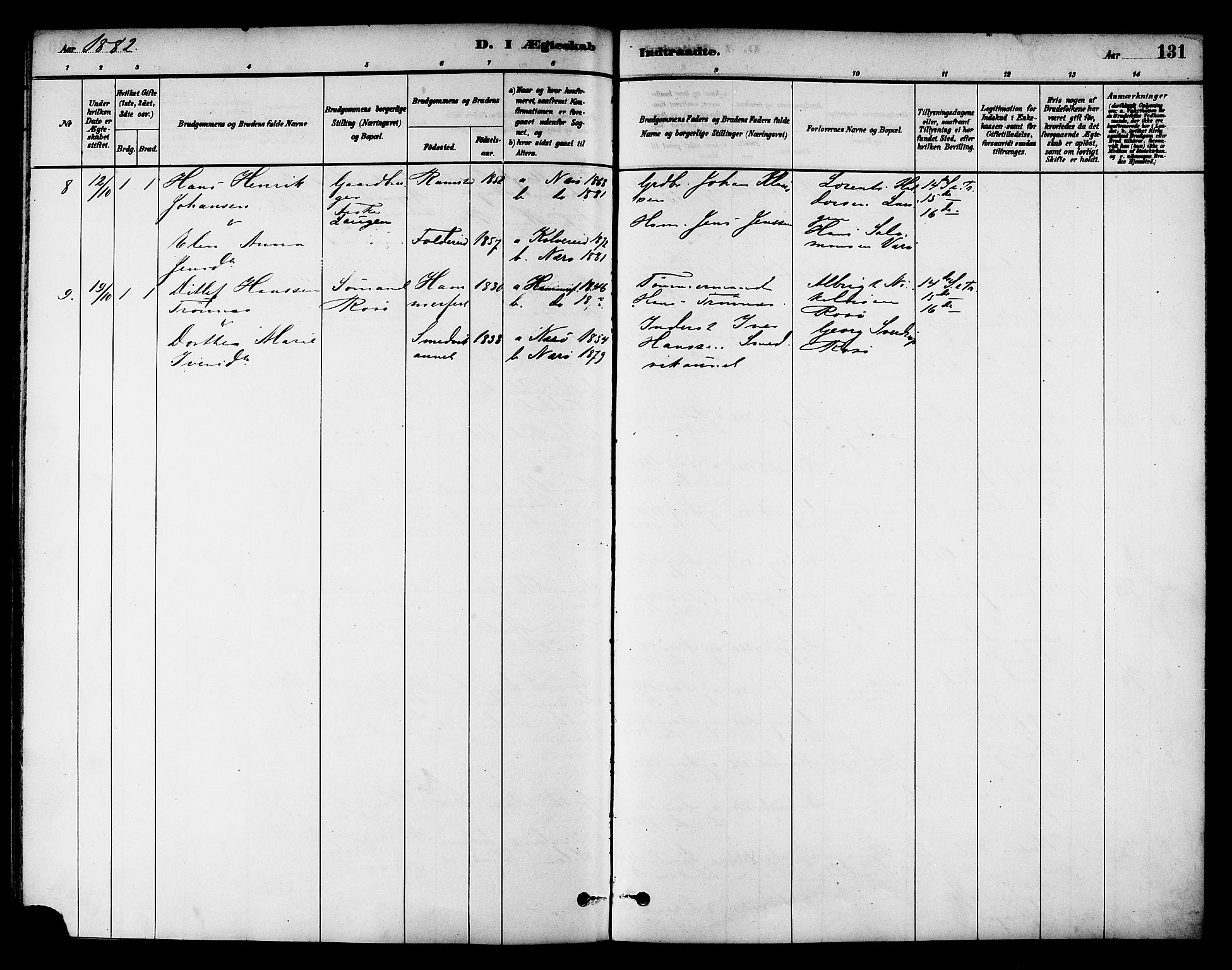 Ministerialprotokoller, klokkerbøker og fødselsregistre - Nord-Trøndelag, AV/SAT-A-1458/784/L0672: Parish register (official) no. 784A07, 1880-1887, p. 131