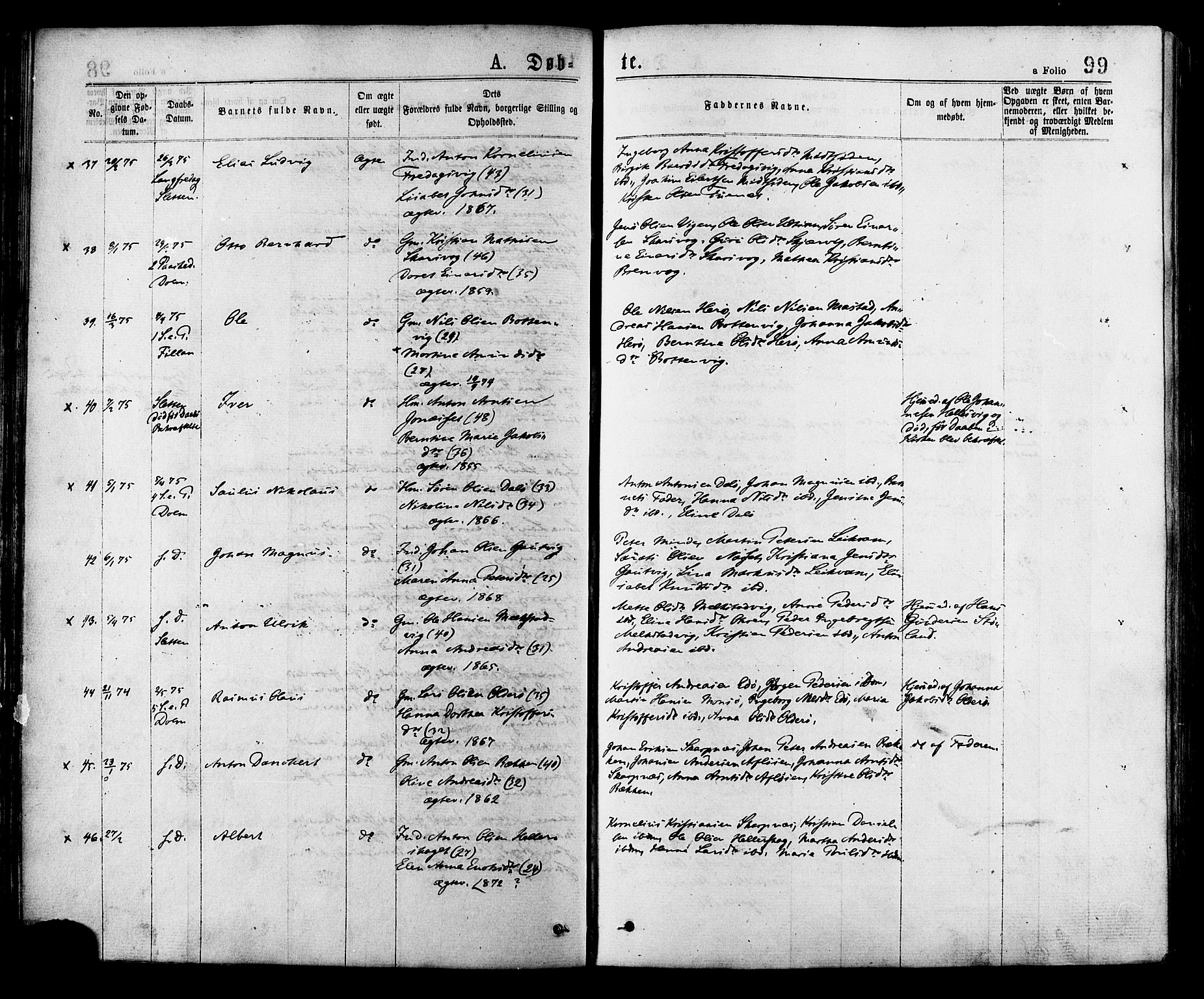 Ministerialprotokoller, klokkerbøker og fødselsregistre - Sør-Trøndelag, AV/SAT-A-1456/634/L0532: Parish register (official) no. 634A08, 1871-1881, p. 99