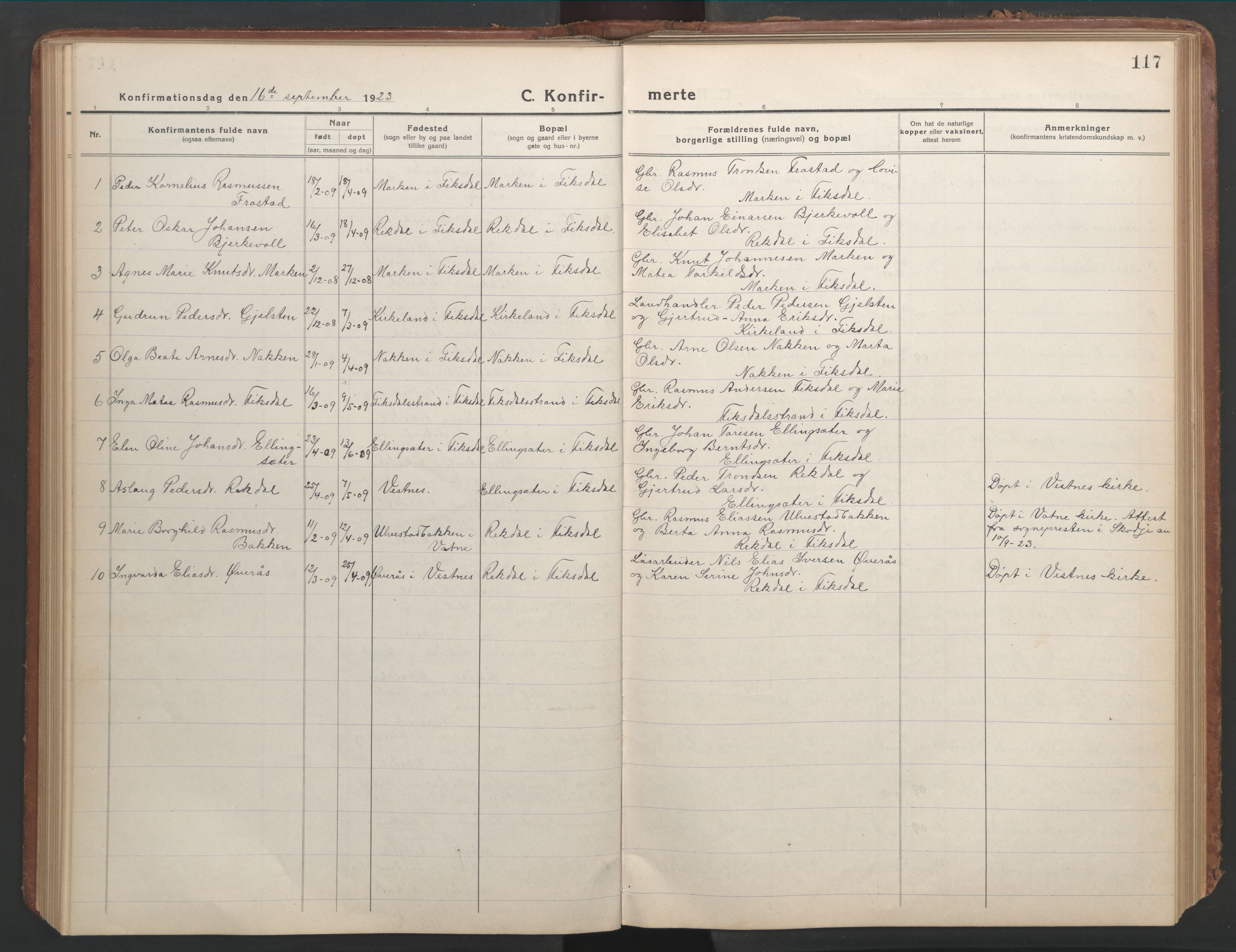 Ministerialprotokoller, klokkerbøker og fødselsregistre - Møre og Romsdal, AV/SAT-A-1454/540/L0542: Parish register (copy) no. 540C02, 1921-1967, p. 117