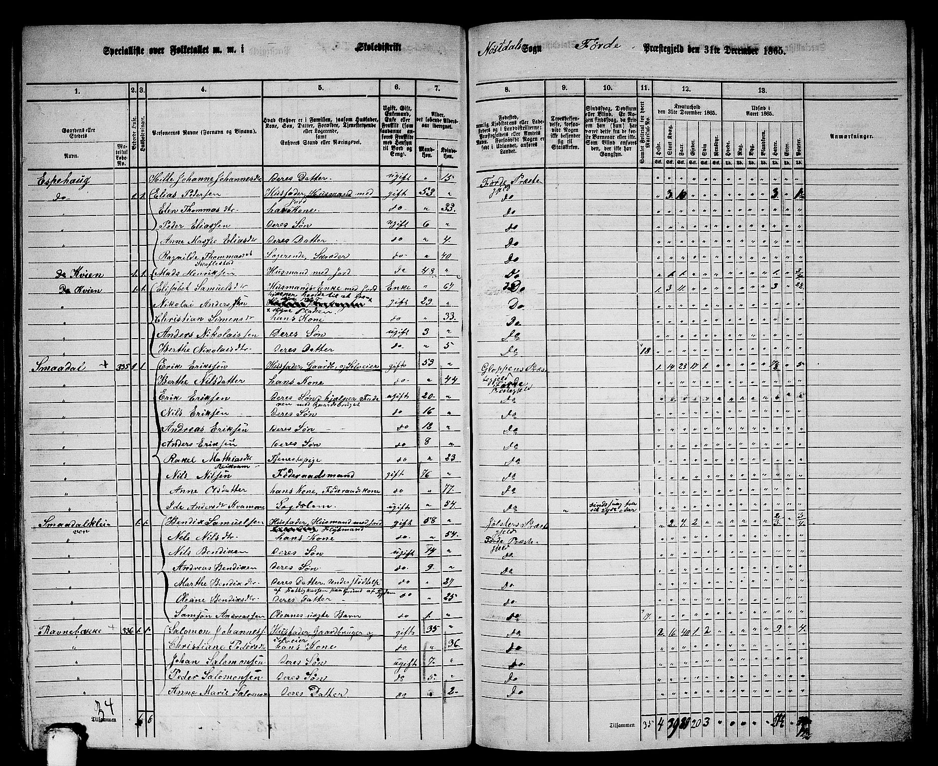 RA, 1865 census for Førde, 1865, p. 207