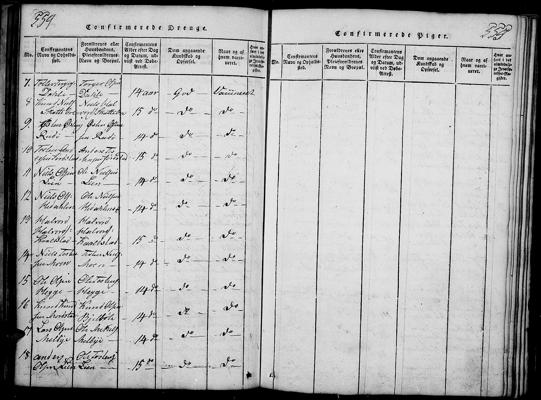 Slidre prestekontor, SAH/PREST-134/H/Ha/Haa/L0002: Parish register (official) no. 2, 1814-1830, p. 554-555