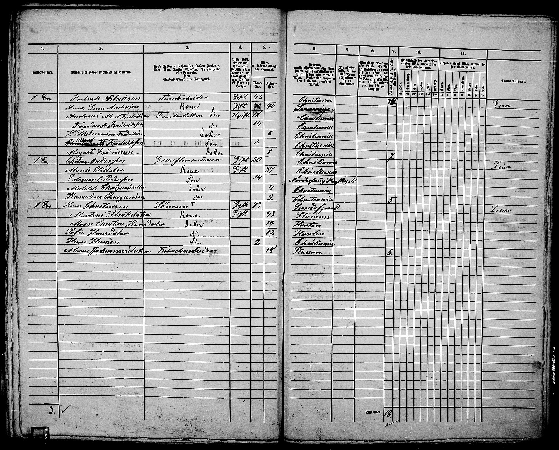 RA, 1865 census for Kristiania, 1865, p. 3618
