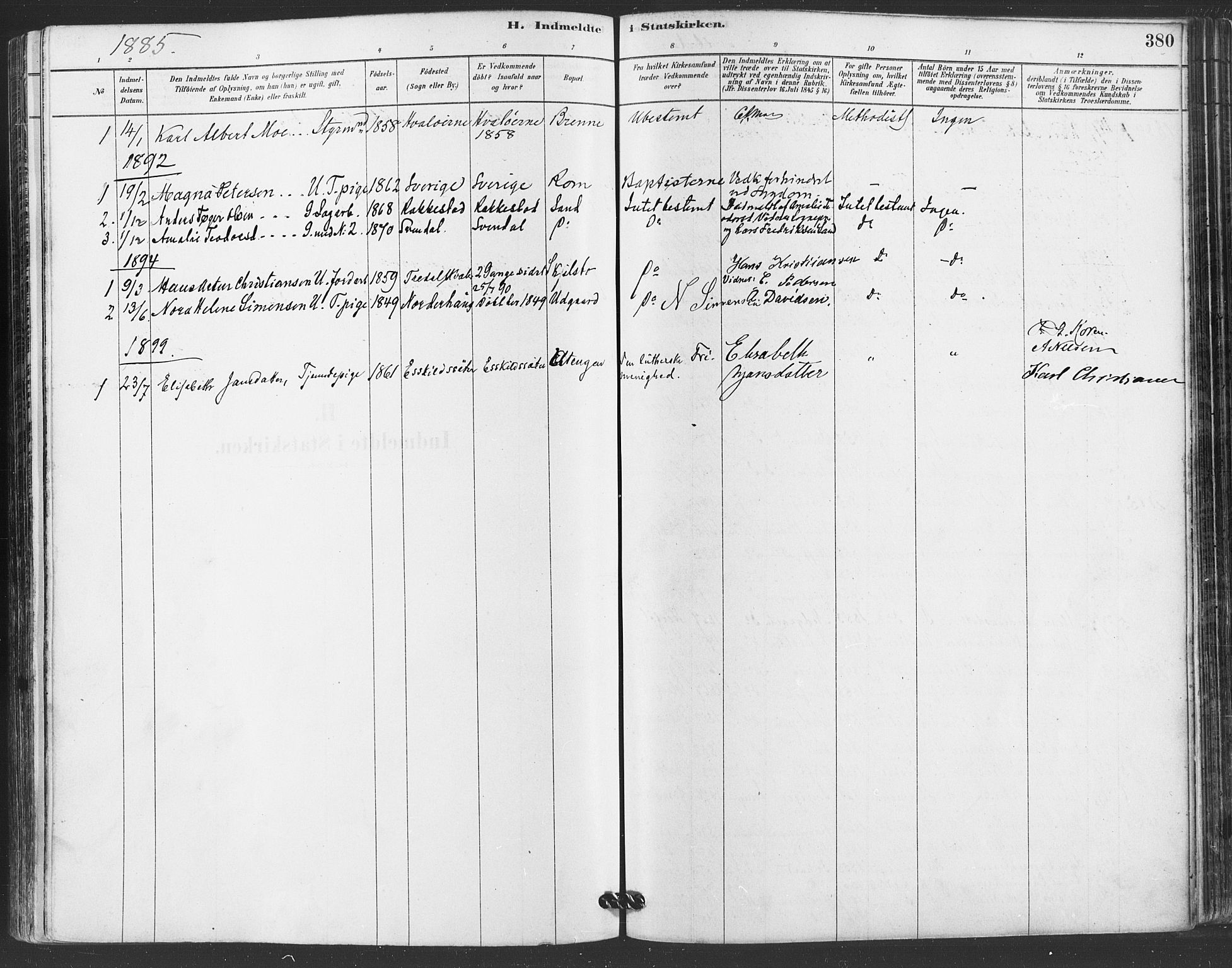 Hvaler prestekontor Kirkebøker, SAO/A-2001/F/Fa/L0008: Parish register (official) no. I 8, 1878-1895, p. 380