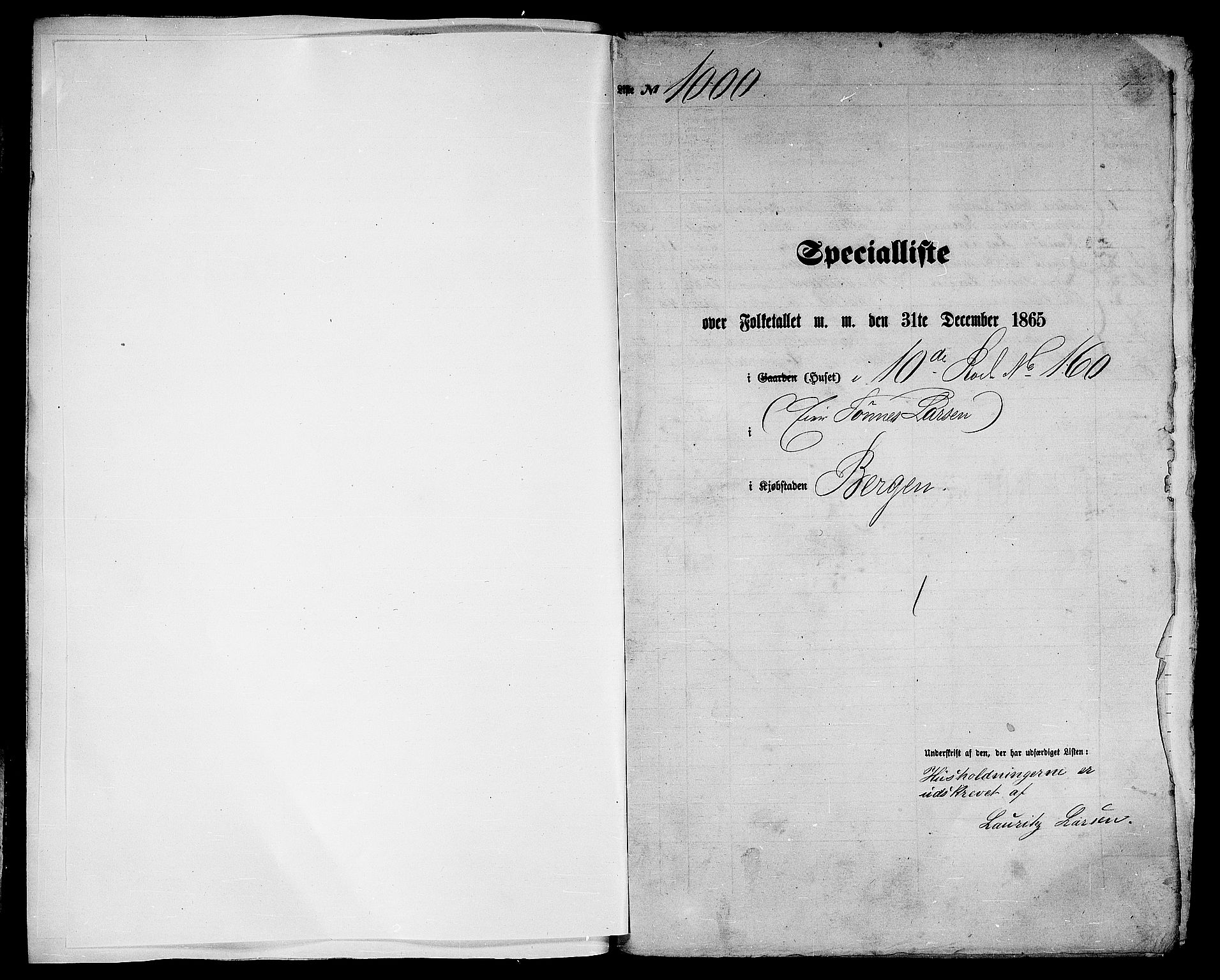 RA, 1865 census for Bergen, 1865, p. 2060