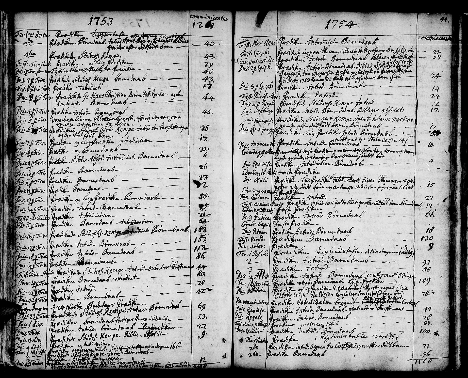 Ministerialprotokoller, klokkerbøker og fødselsregistre - Sør-Trøndelag, SAT/A-1456/678/L0891: Parish register (official) no. 678A01, 1739-1780, p. 44