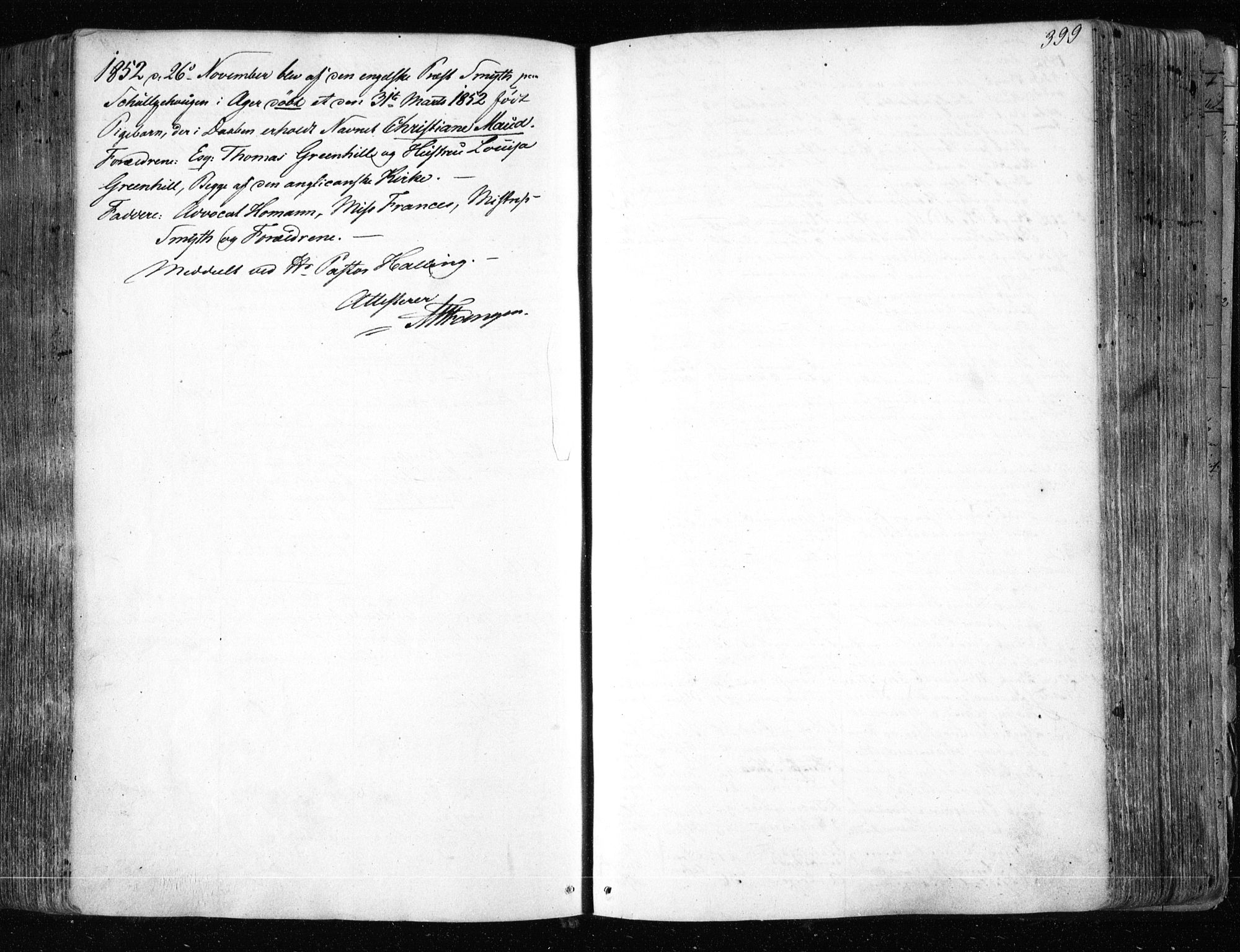 Aker prestekontor kirkebøker, AV/SAO-A-10861/F/L0019: Parish register (official) no. 19, 1842-1852, p. 399