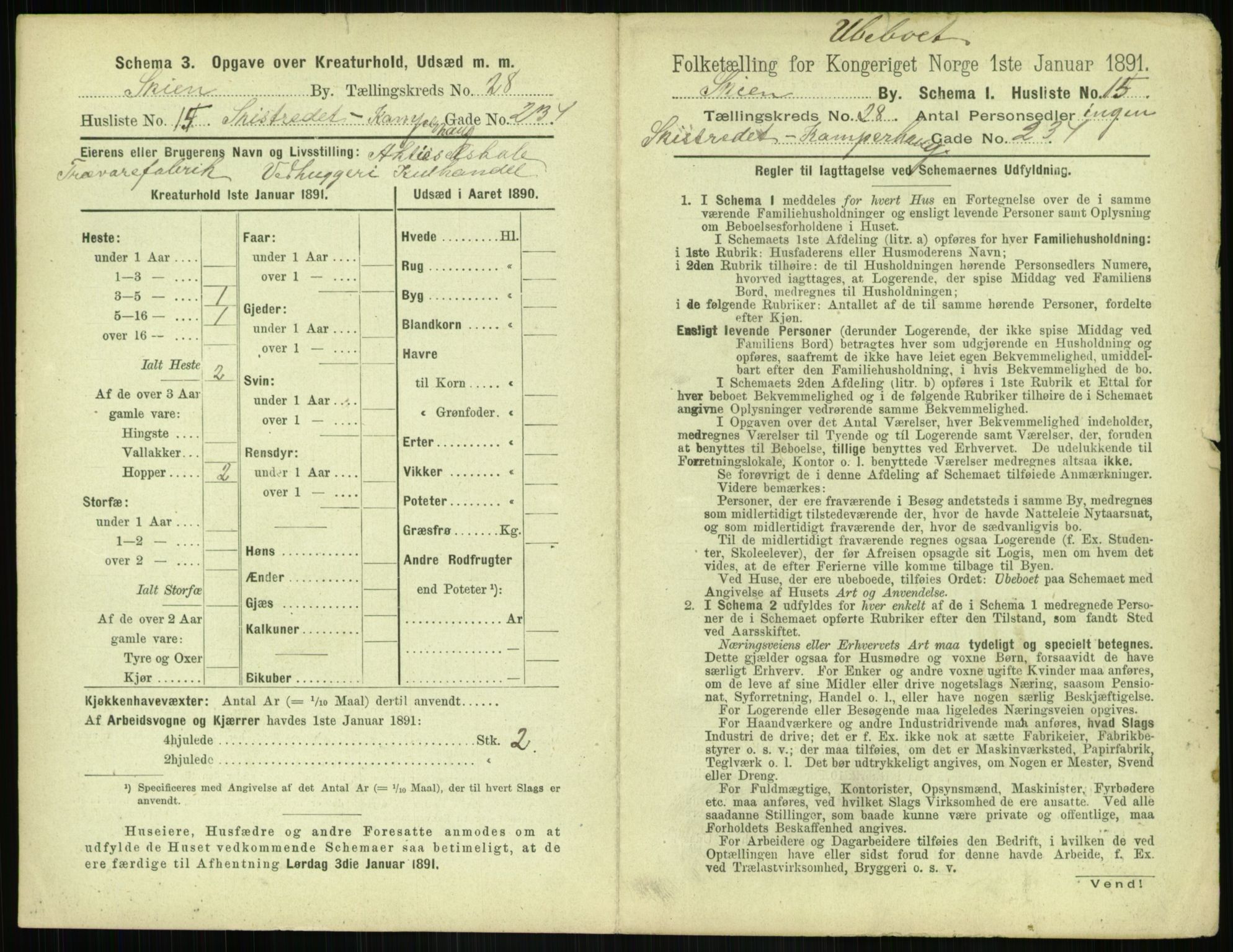 RA, 1891 census for 0806 Skien, 1891, p. 1066