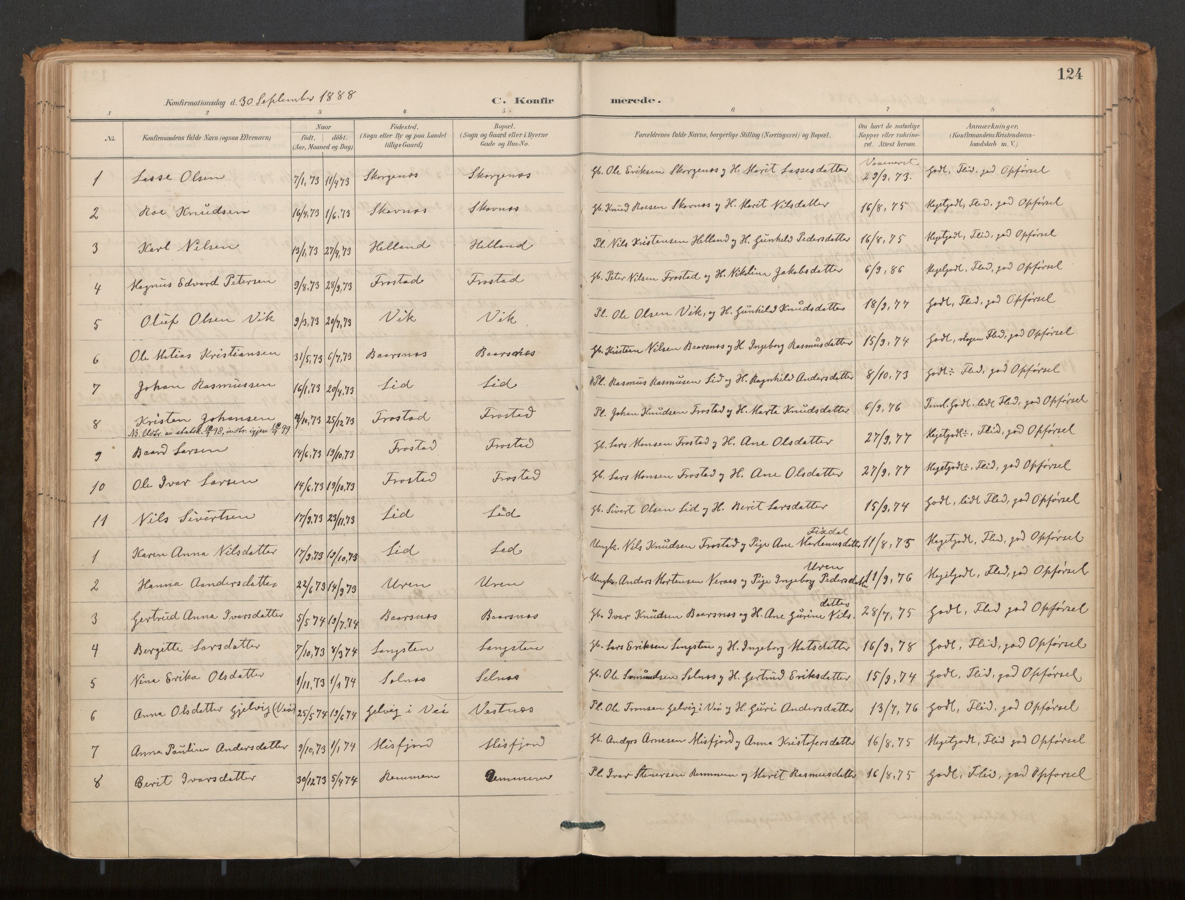 Ministerialprotokoller, klokkerbøker og fødselsregistre - Møre og Romsdal, AV/SAT-A-1454/539/L0531: Parish register (official) no. 539A04, 1887-1913, p. 124