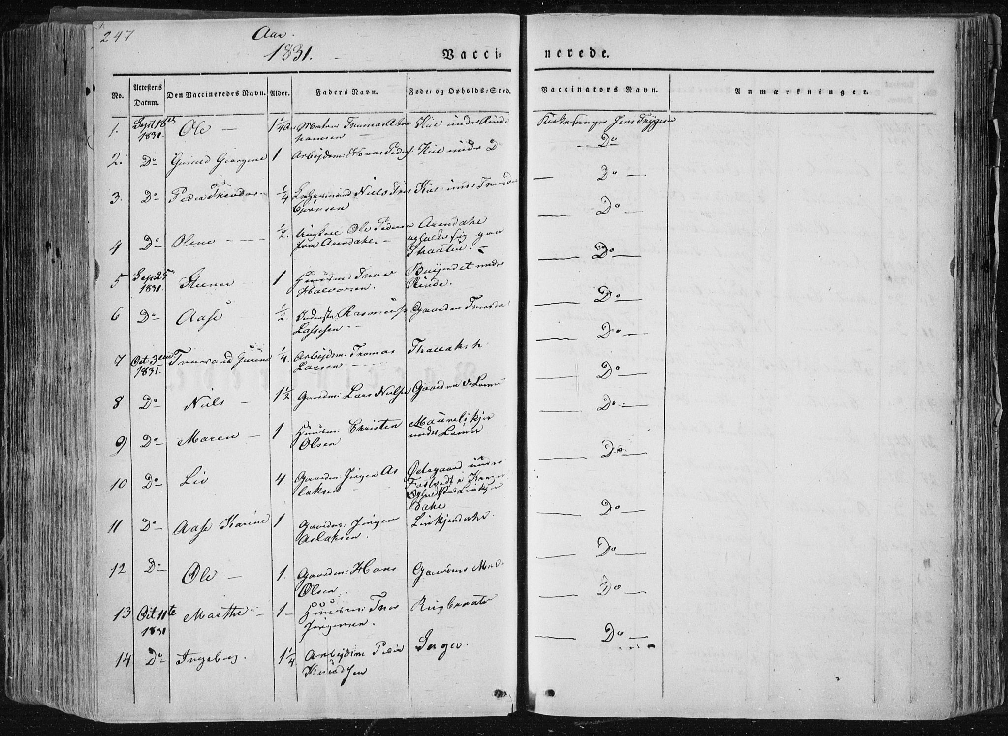 Sannidal kirkebøker, AV/SAKO-A-296/F/Fa/L0007: Parish register (official) no. 7, 1831-1854, p. 247