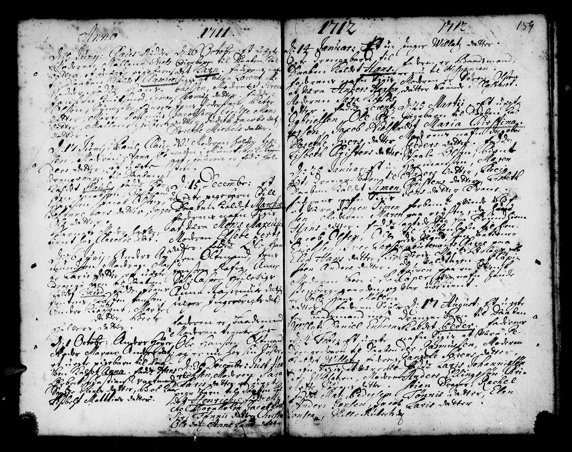 Nykirken Sokneprestembete, AV/SAB-A-77101/H/Haa/L0002: Parish register (official) no. A 2, 1700-1723, p. 159