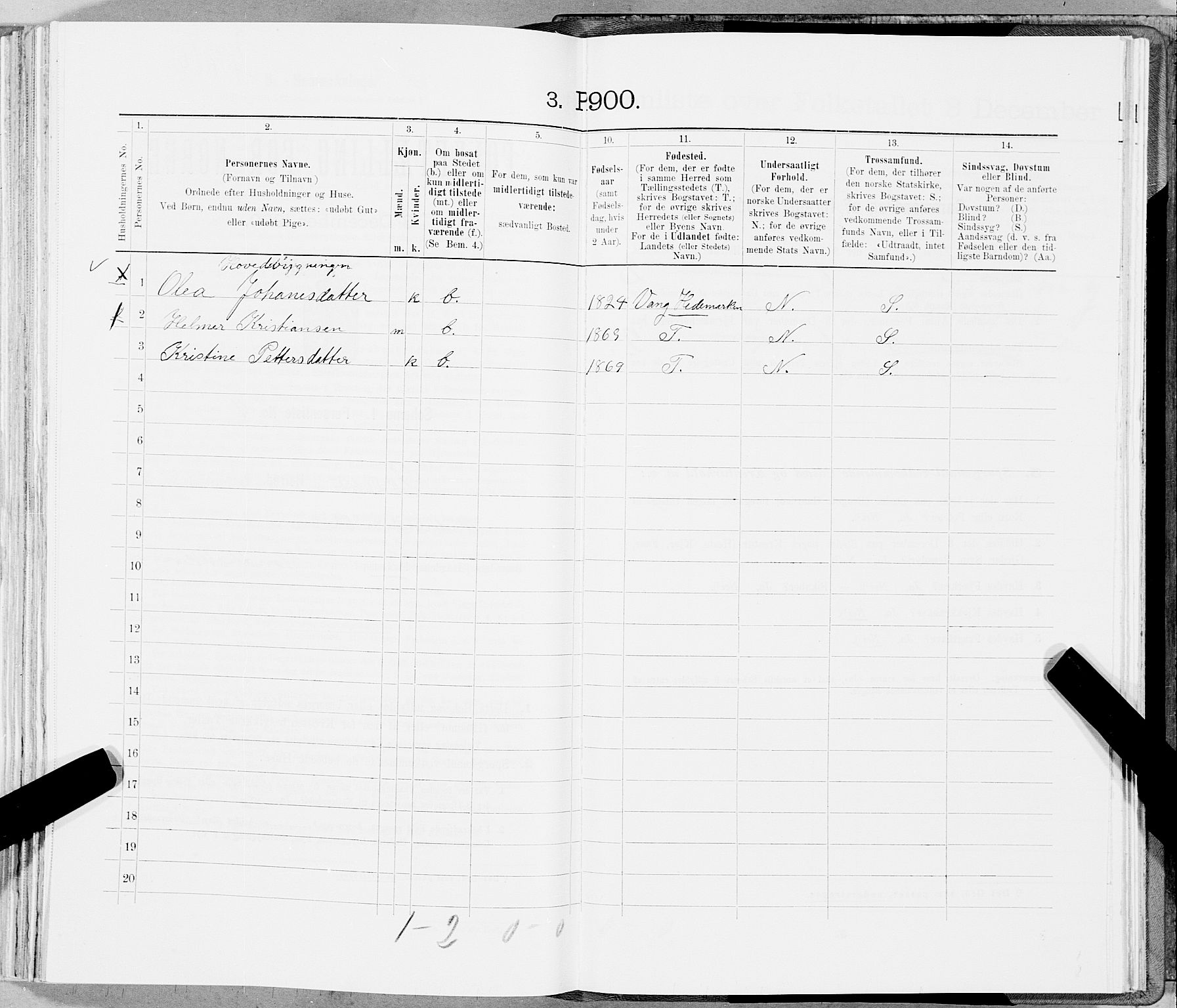 SAT, 1900 census for Fosnes, 1900, p. 1243