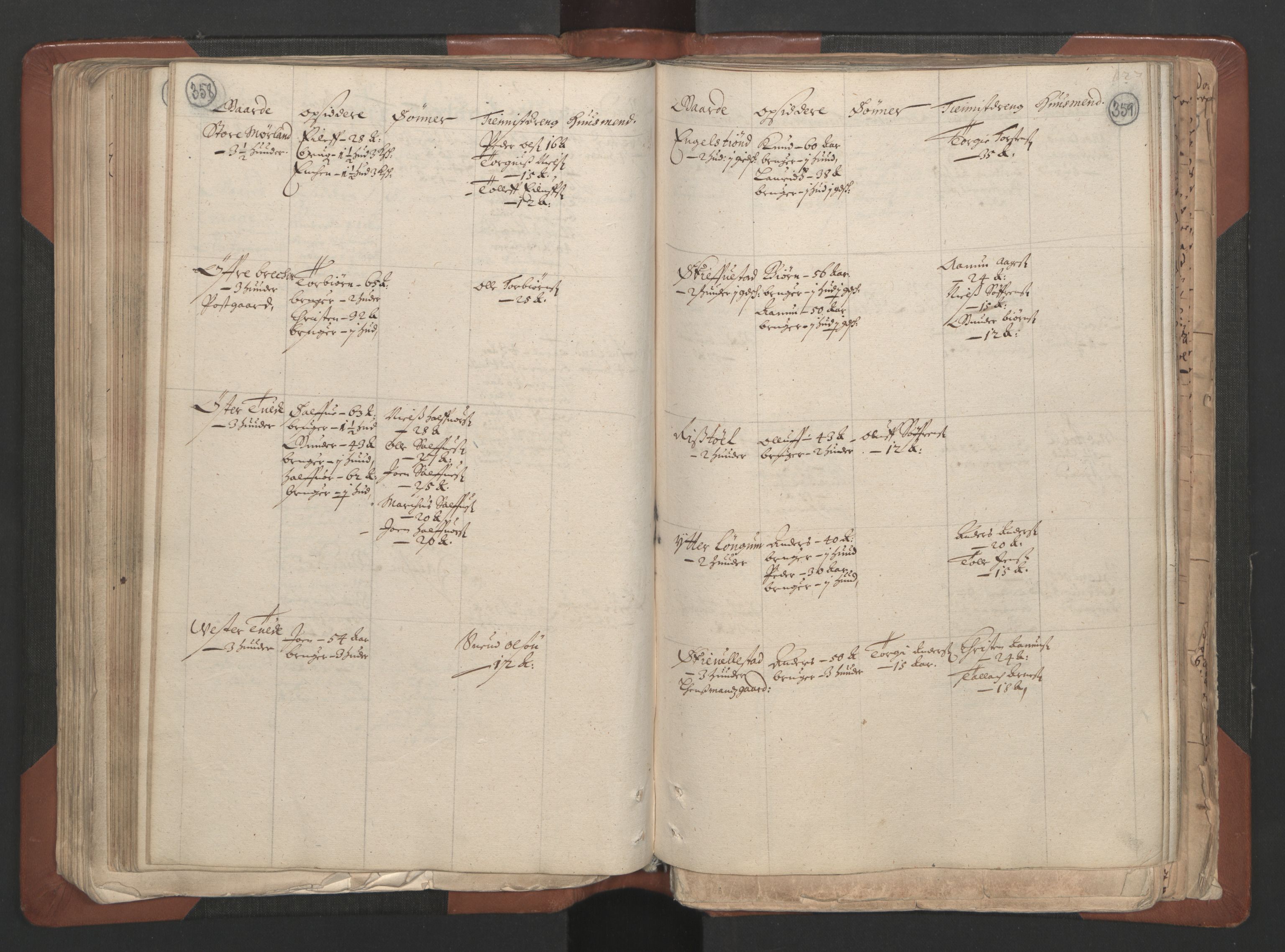 RA, Bailiff's Census 1664-1666, no. 7: Nedenes fogderi, 1664-1666, p. 358-359