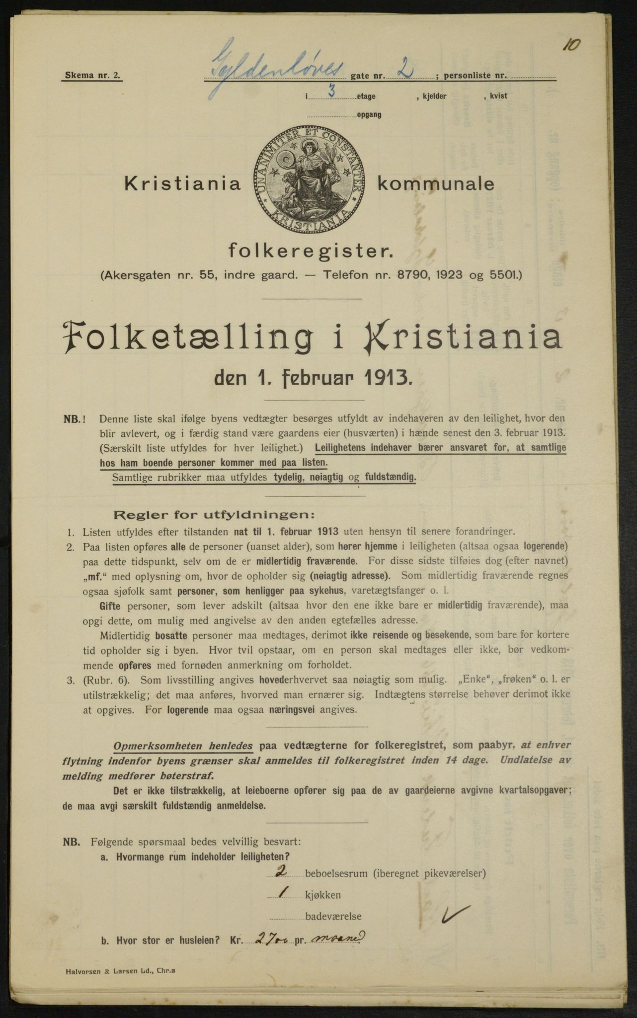 OBA, Municipal Census 1913 for Kristiania, 1913, p. 32527