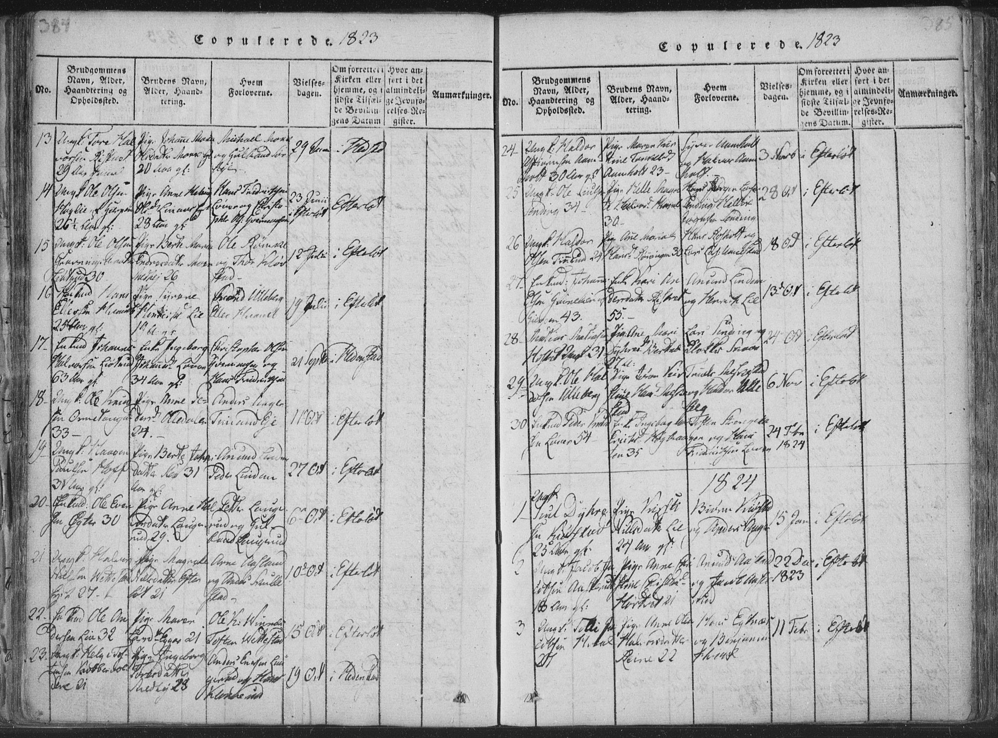 Sandsvær kirkebøker, AV/SAKO-A-244/F/Fa/L0004: Parish register (official) no. I 4, 1817-1839, p. 384-385