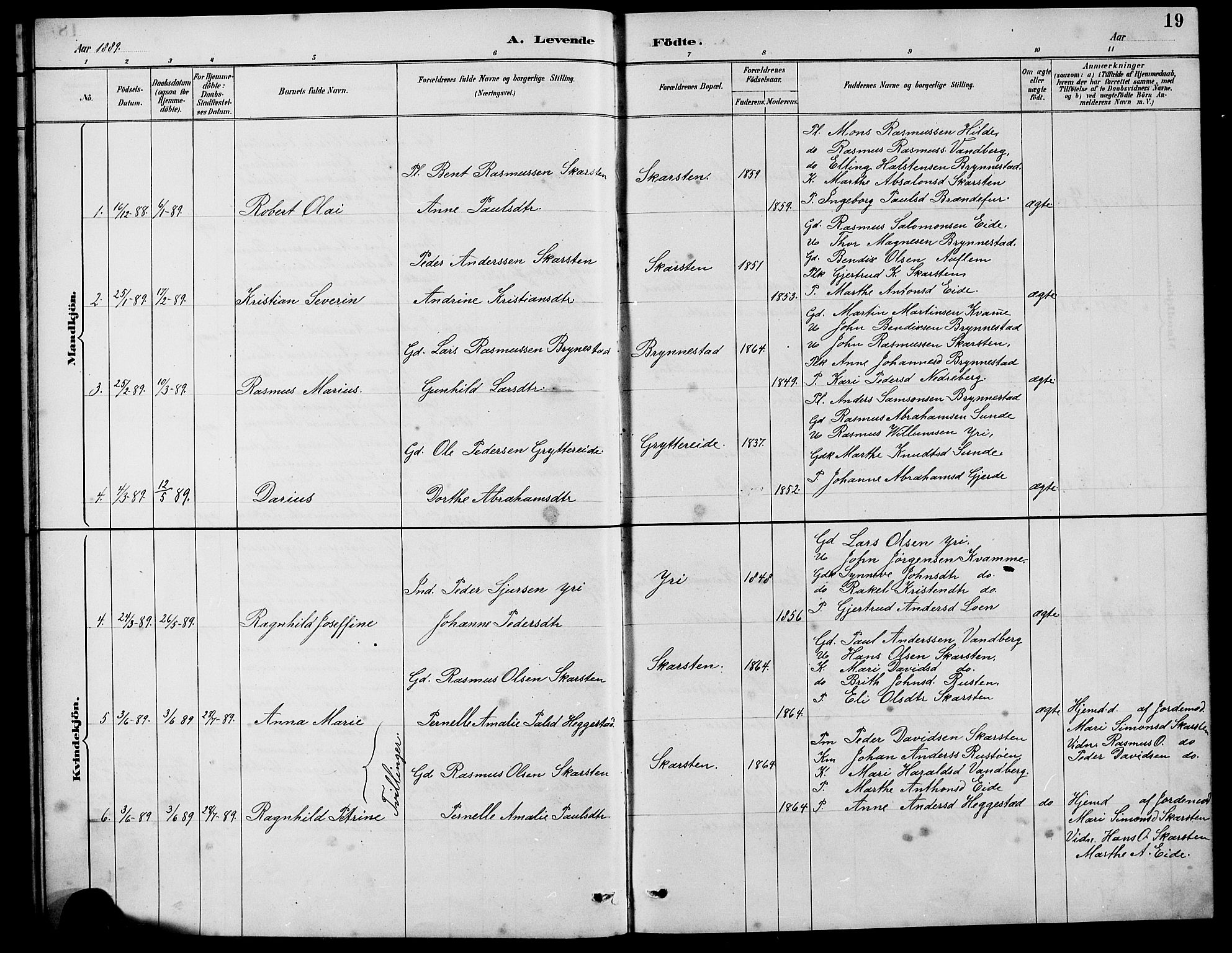 Innvik sokneprestembete, AV/SAB-A-80501: Parish register (copy) no. B 3, 1886-1897, p. 19