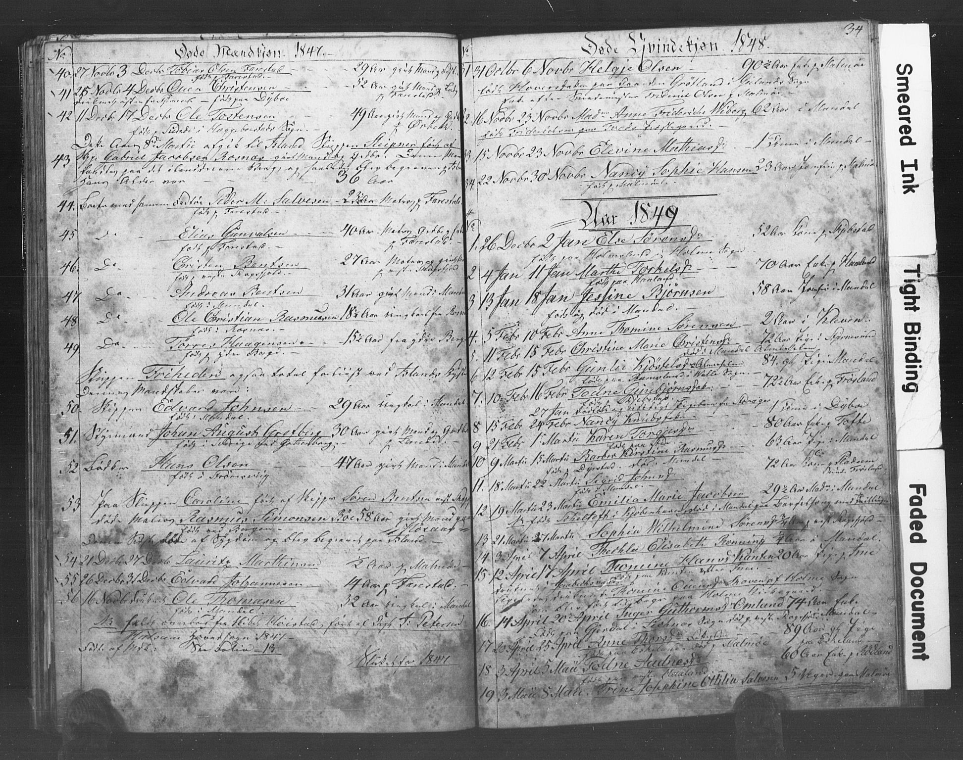 Mandal sokneprestkontor, AV/SAK-1111-0030/F/Fb/Fba/L0006: Parish register (copy) no. B 1F, 1846-1849, p. 34