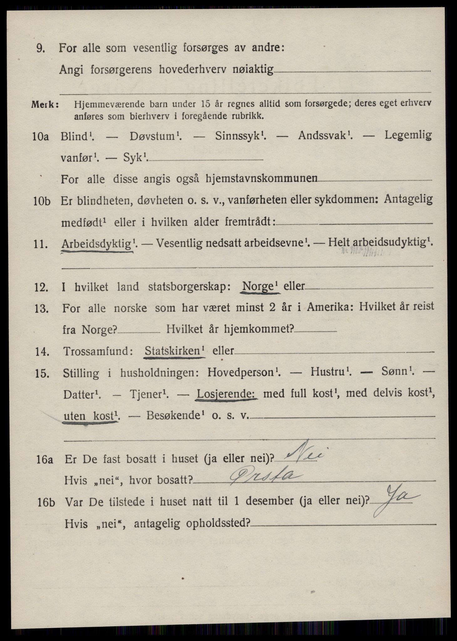 SAT, 1920 census for Borgund, 1920, p. 10333